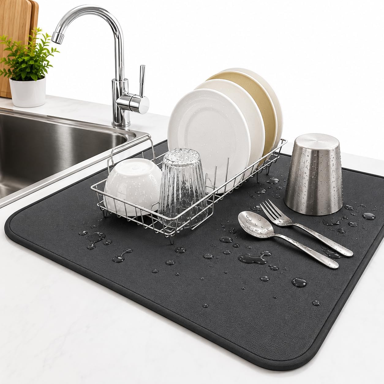 Gunshika Silicone Dish Drying Mat 60 x 40 cm, AntiSlip and Waterproof