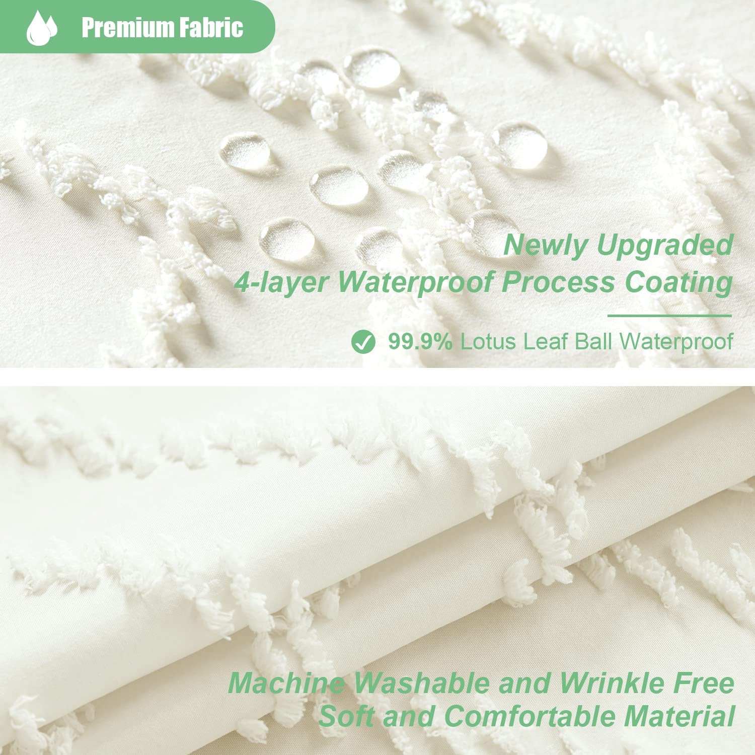 Dynamene Stall Fabric Shower Curtain, 54X78 Inch Boho Tufted Chevron Striped Shower Curtains For Bathroom, Minimalist Heavy Duty