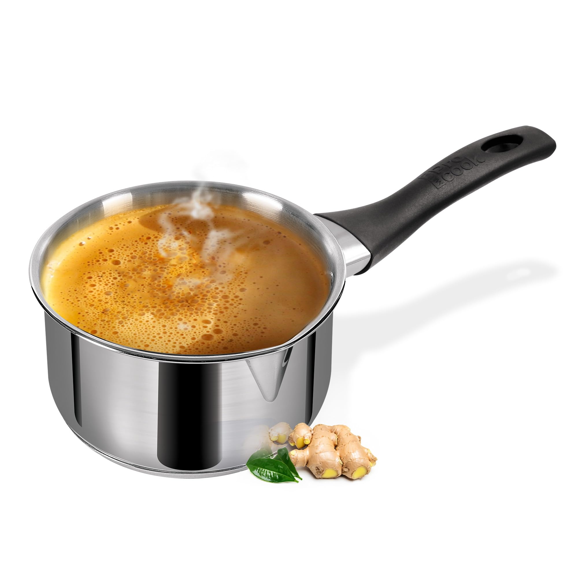 Milton Pro Cook Stainless Steel Tea Pan, 1.6 Litre (16 Cm), Sandwich Bottom Sauce Pan, Gas Induction Base Chai Pot Milk Boiler W
