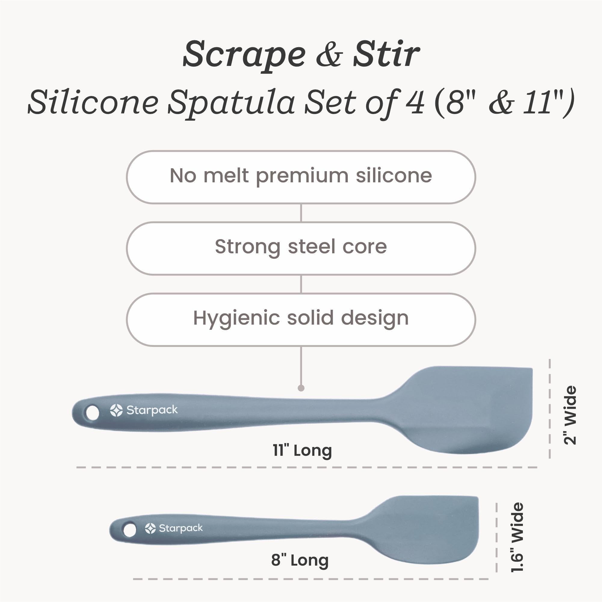 StarPack Home Premium Silicone Spatula Set (2 Small  2 Large) - Rubber Spatulas Silicone Heat Resistant to 600F - Hygienic One Piece Design  Non Stick Kitchen Spatula Set (Teal Blue)