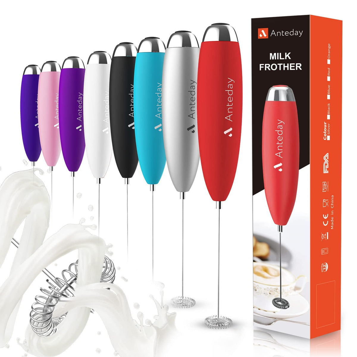 Electric Milk Frother Handheld For Coffee, Upgraded Motor Electric Whisk Durable Low Noise Mini Drink Mixer Portable Foam Maker