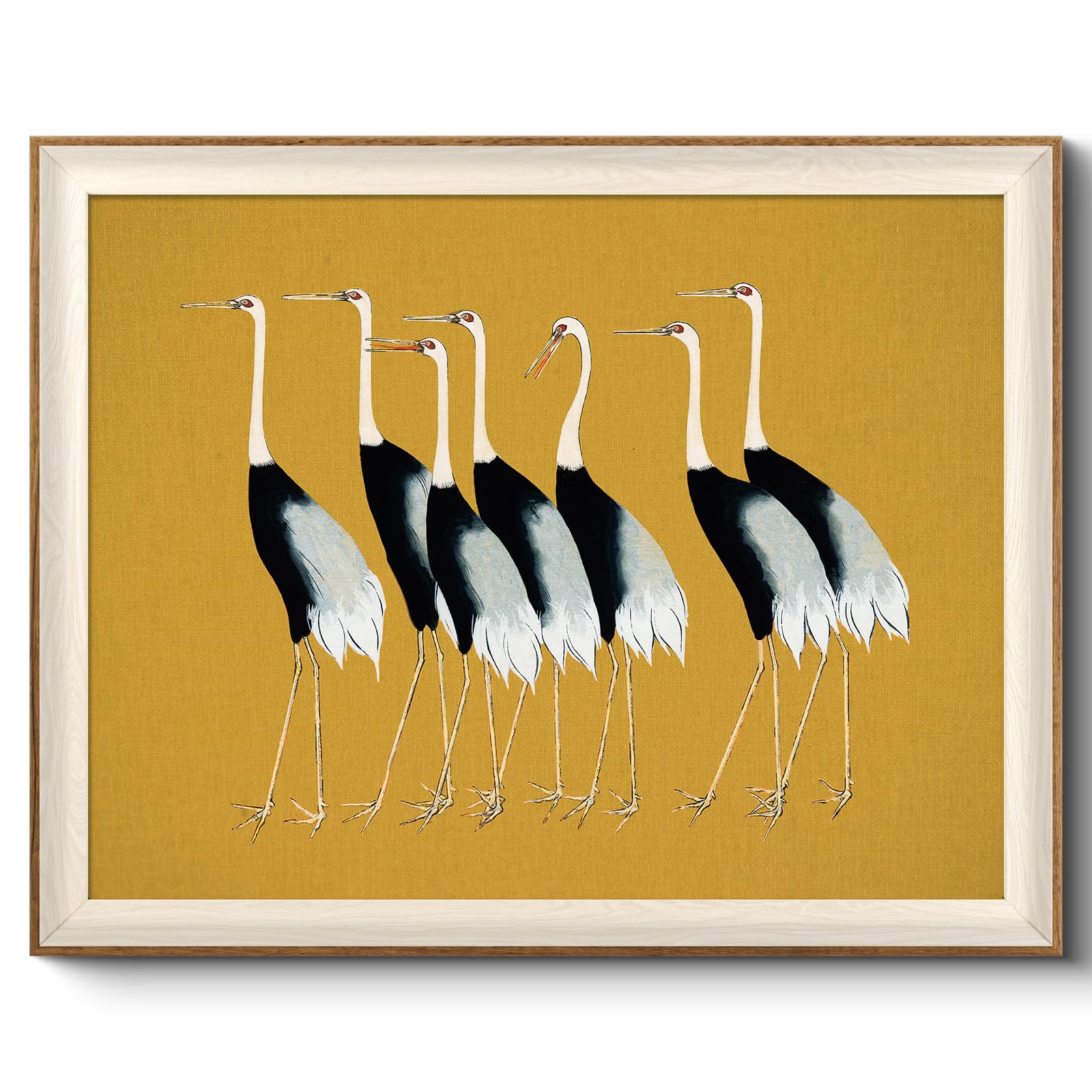 VIYYIEA Framed Wall Art for Living Room, Cranes Canvas Prints, Vintage Home Decor, Animals Painting Picture, Bathroom Wall Decor