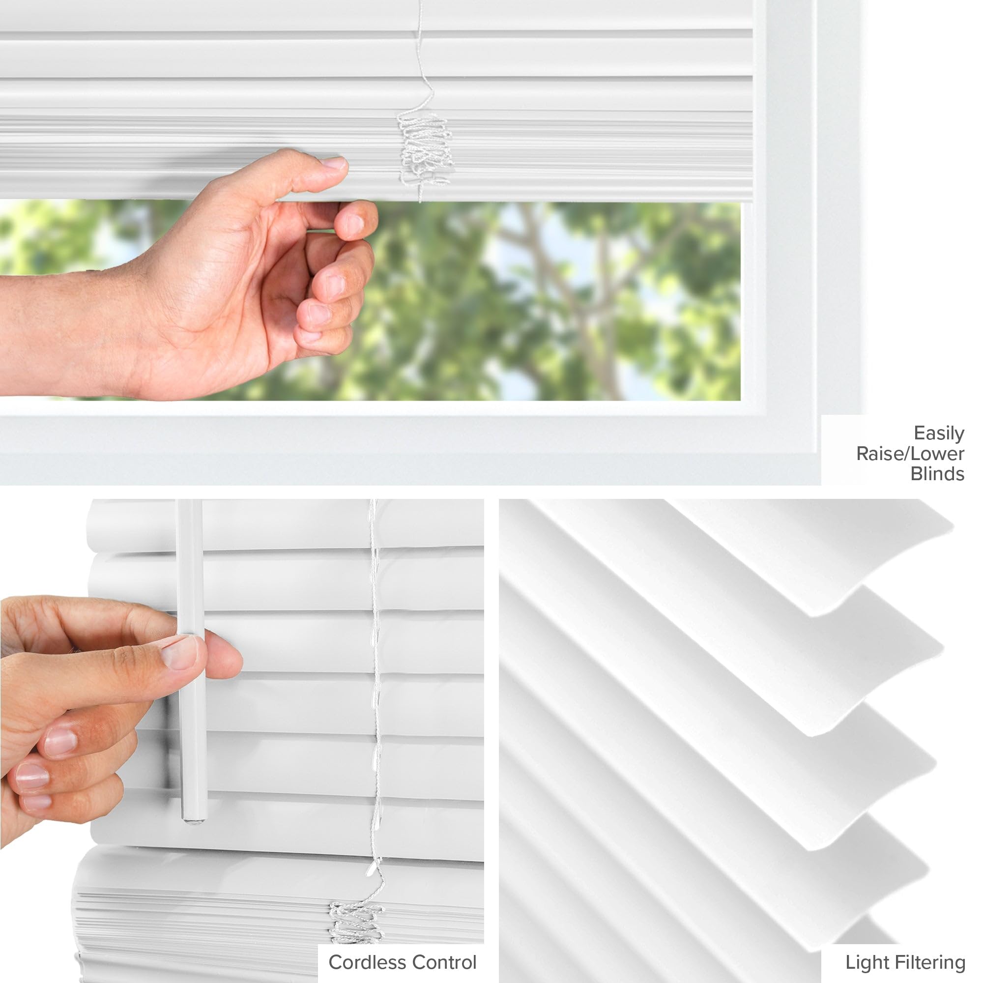 CHICOLOGY Mini Blinds for Indoor Windows - 52 W X 60 H, White Horizontal Vinyl Blinds | Cordless | Easy to Install | Sleek Low-P