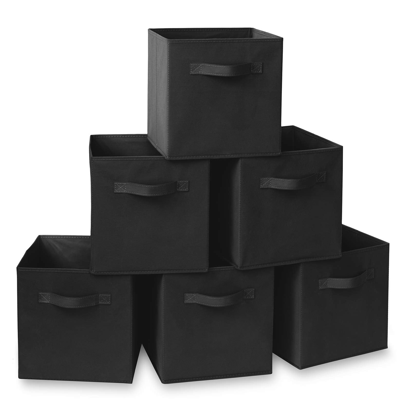 Casafield Set Of 6 Collapsible Fabric Cube Storage Bins, Black - 11'' Foldable Cloth Baskets For Shelves, Cubby Organizers & Mor