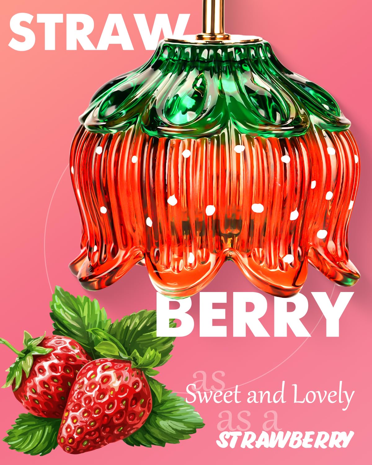 Funistree Strawberry Candle Warmer Lamp, Dimmable, Timer, Glass, 6.6x5.4x10.7 inches, A1-Strawberry, Model RLD-L