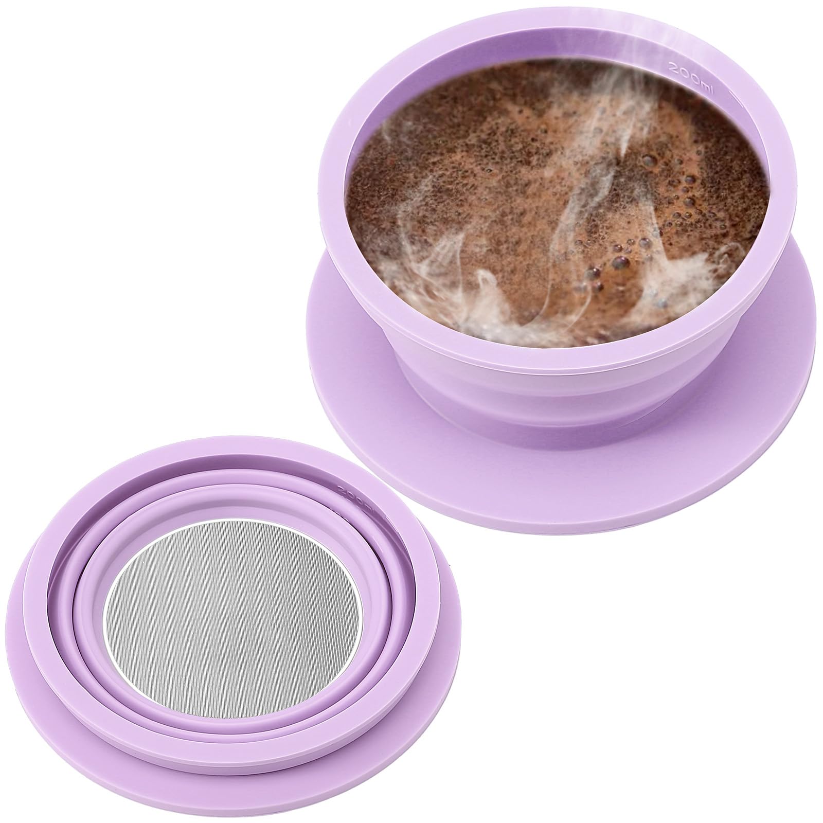 Vvgcs Collapsible Paperless Pour Over Coffee Maker With Stainless Steel Mesh Filter, Silicone Camping Coffee Maker Pour Over For