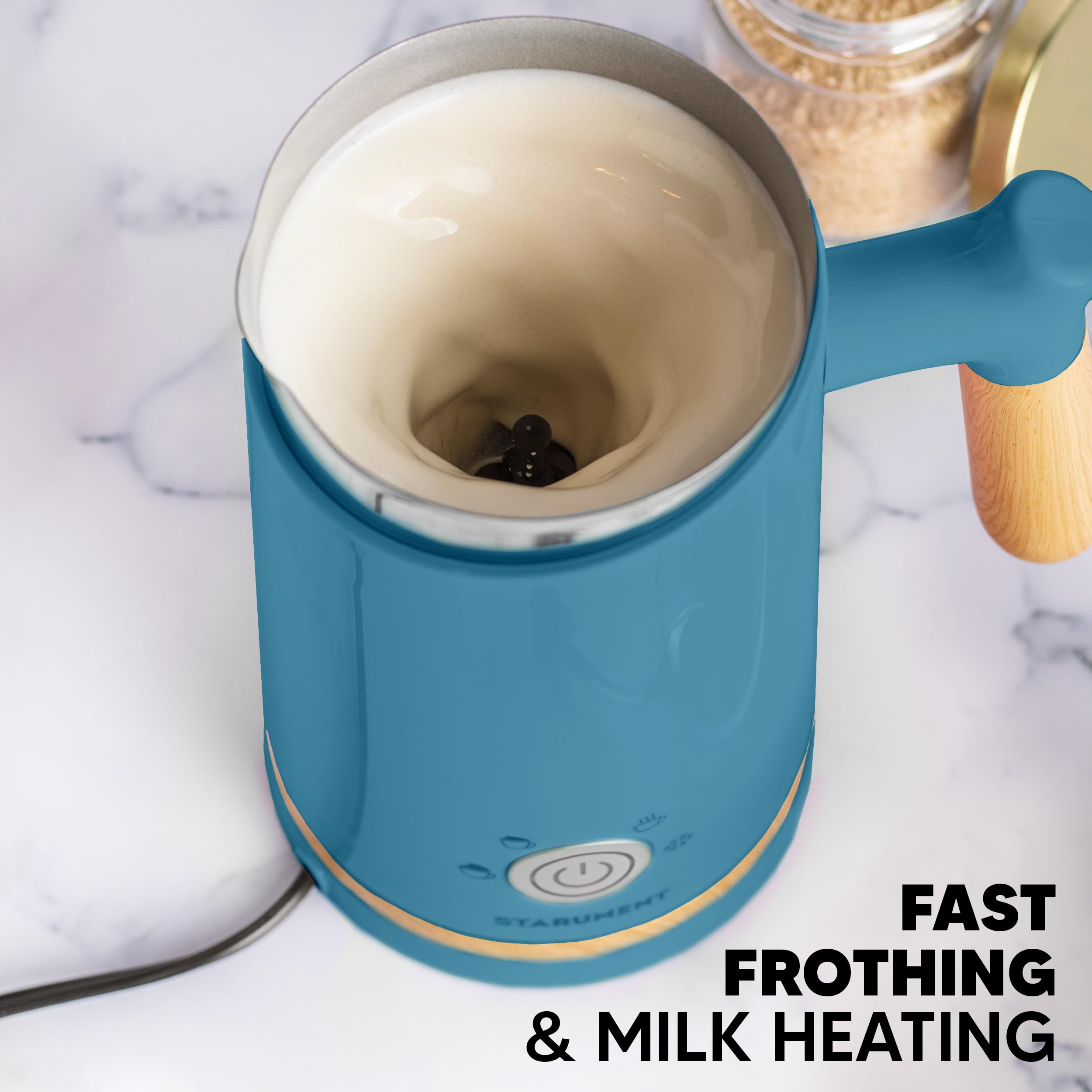 Starument Electric Milk Frother - Automatic Milk Foamer & Heater For Coffee, Latte, Cappuccino, Other Creamy Drinks - 4 Settings
