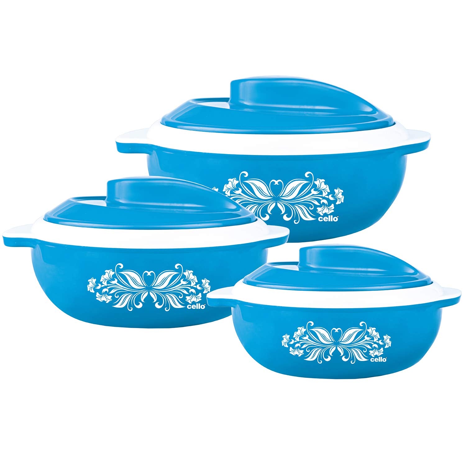 Cello Hot Serve Insulated Inner Steel Casserole Set Of 3, Blue (500Ml, 850Ml, 1500Ml) | Hot Box For Kitchen | Hot Pot | Chapati 