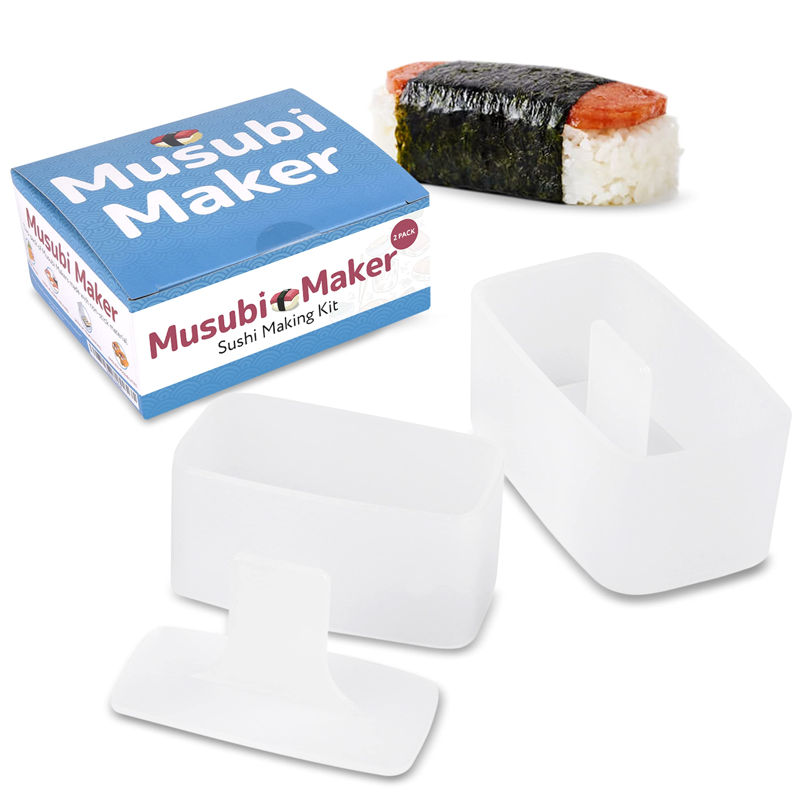 Impresa Musubi Maker Kit - 2 Pack - Non-Stick Sushi Press Mold For Handmade Rolls, Kimbap, Onigiri, Sekirei, And Hawaiian Musubi