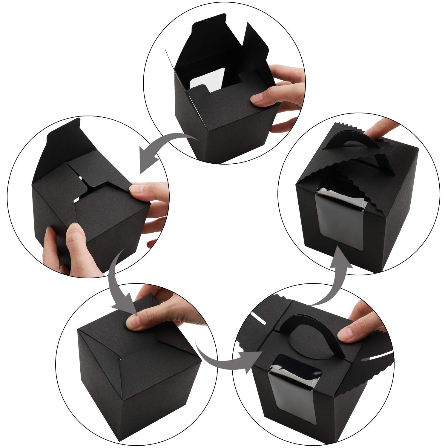 EUSOAR Cupcake Boxes Individual Black 50pcs 3.6''x 3.6''x 4.3'' Cupcake Carrier with Insert and Display Holders  Party Favor Bakery To Go Wrapping Packing Cupcake Muffin Carry Boxes Container