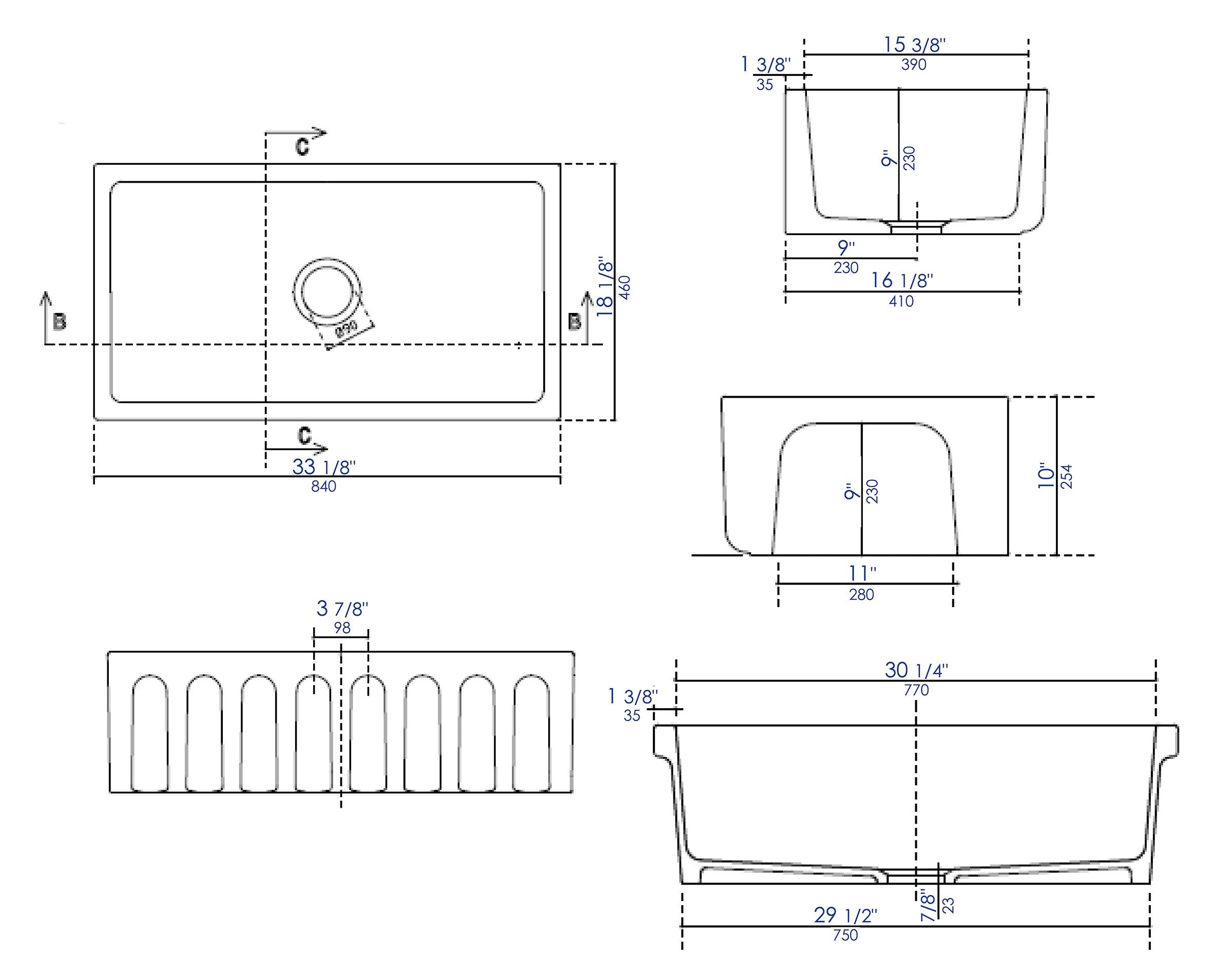Alfi Brand Ab3318Hs-Bg Kitchen Sink, Black Gloss