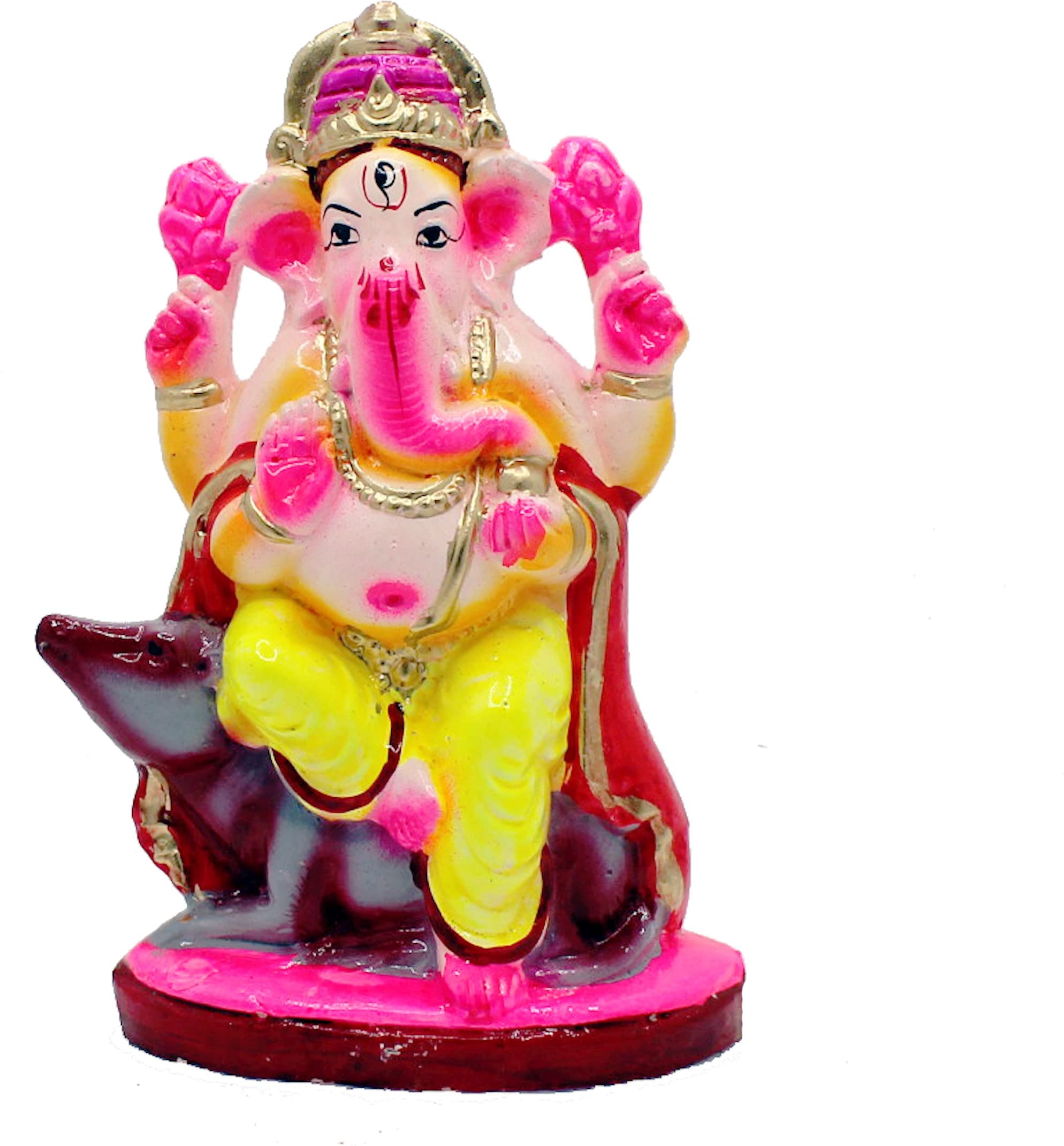 Bossify 100% Eco-Friendly Traditional Handcrafted Mitti Clay Ganesha Idol For Visarjan 6.5 Inches |Clay Ganesha Idol | Clay Ganp