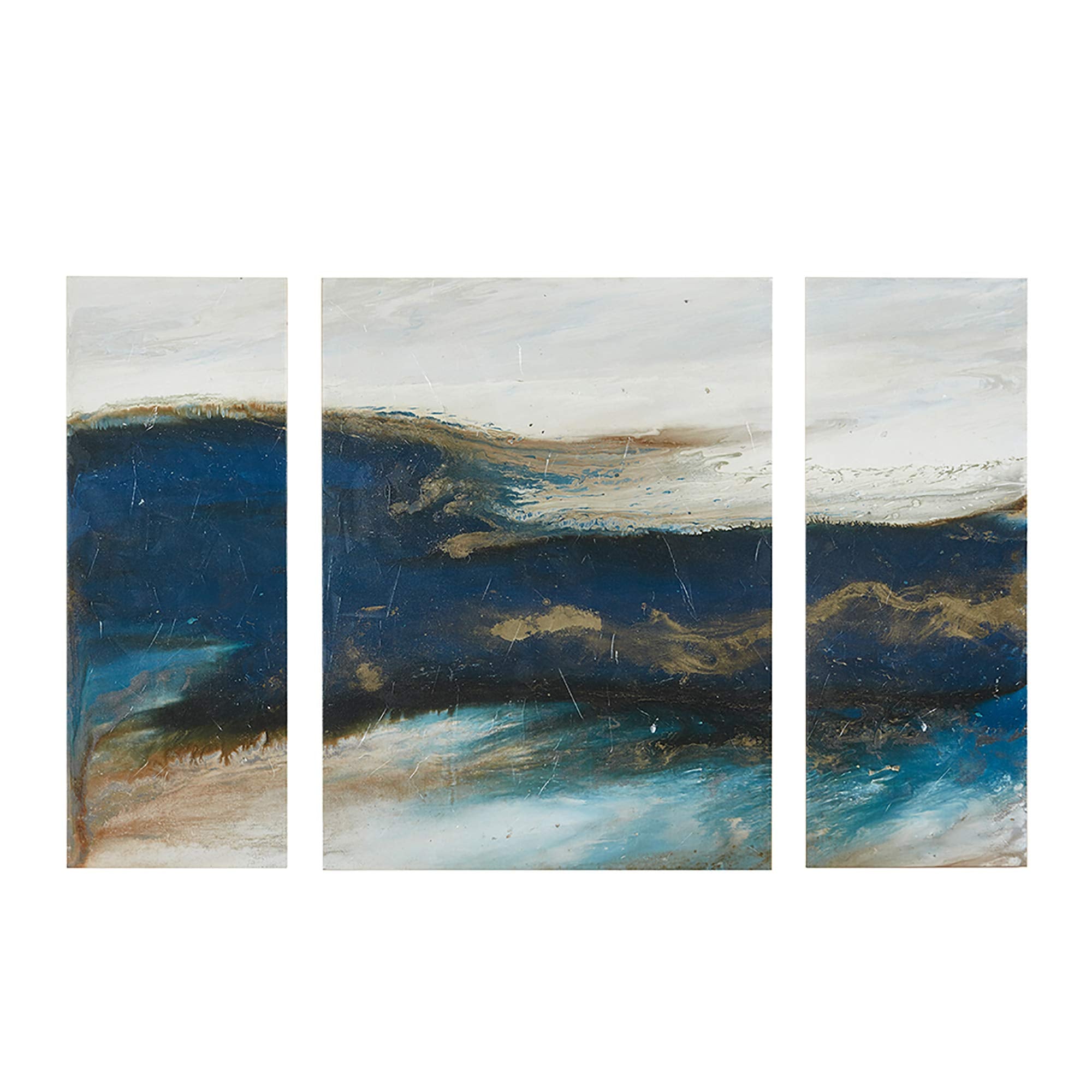 INK+IVY, Rolling Waves Wall Art 3 Pieces Gel Coated Canvas, Easy Hang Setup, Modern Contemporary Design, Abstract Painting Livin