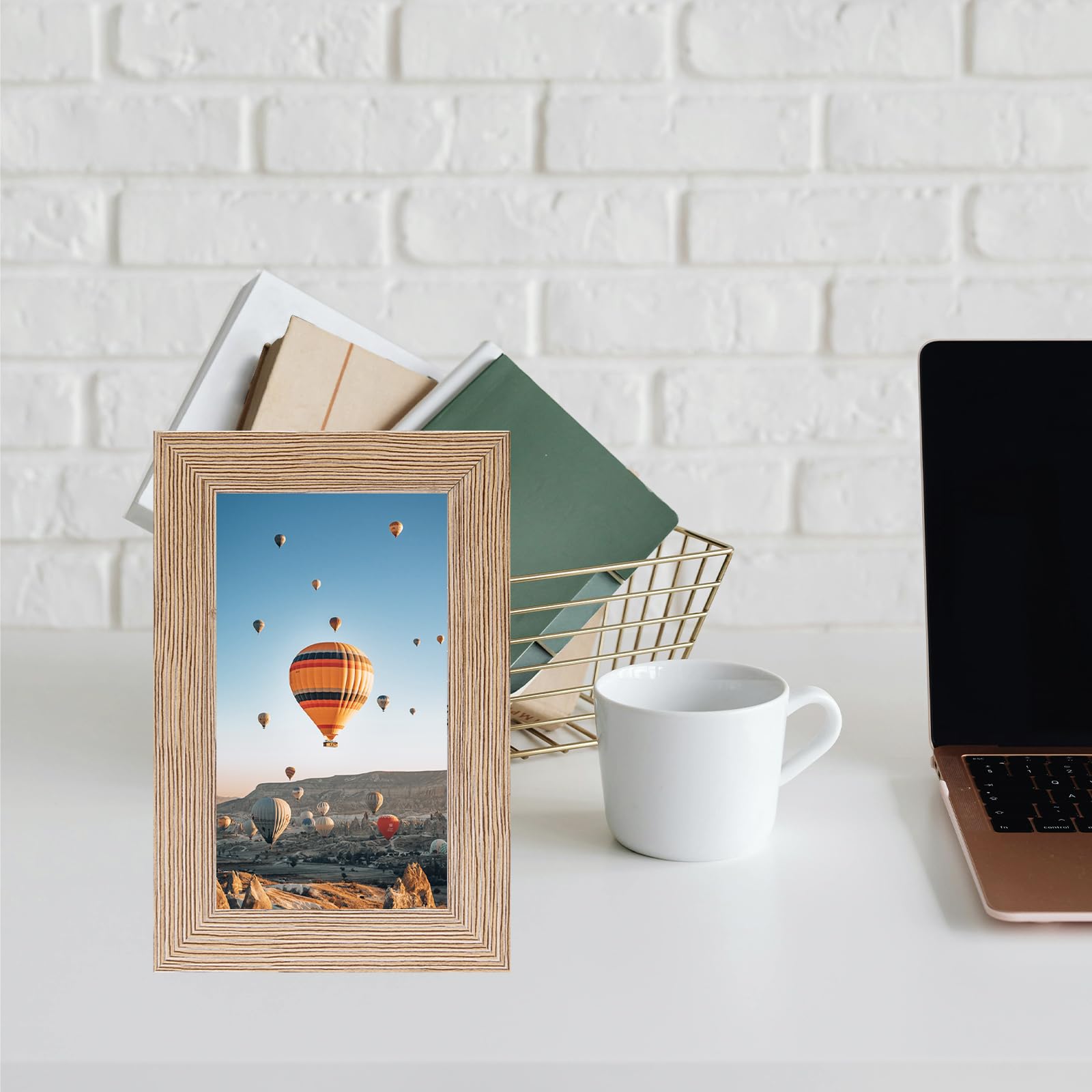 JCJMY 3x5 Picture Frame for Tabletop, 3 x 5 Photo Frame with Shatter Resistant Plexiglass, Sturdy 3 by 5 Poster Frame, Rustic Br