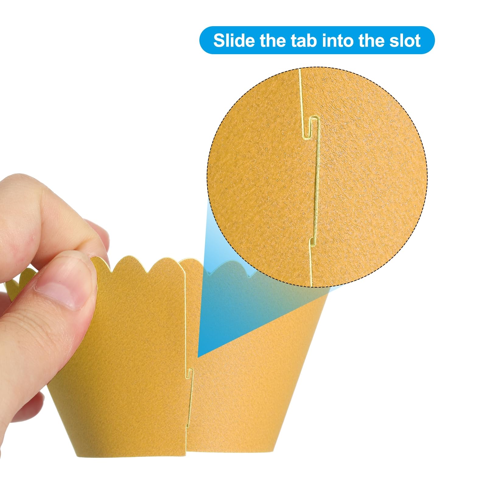 Patikil Cupcake Wrappers Paper, 50 Pack Baking Cups Standard Wave Decoration For Anniversary Birthday Weddings And Parties, Gold