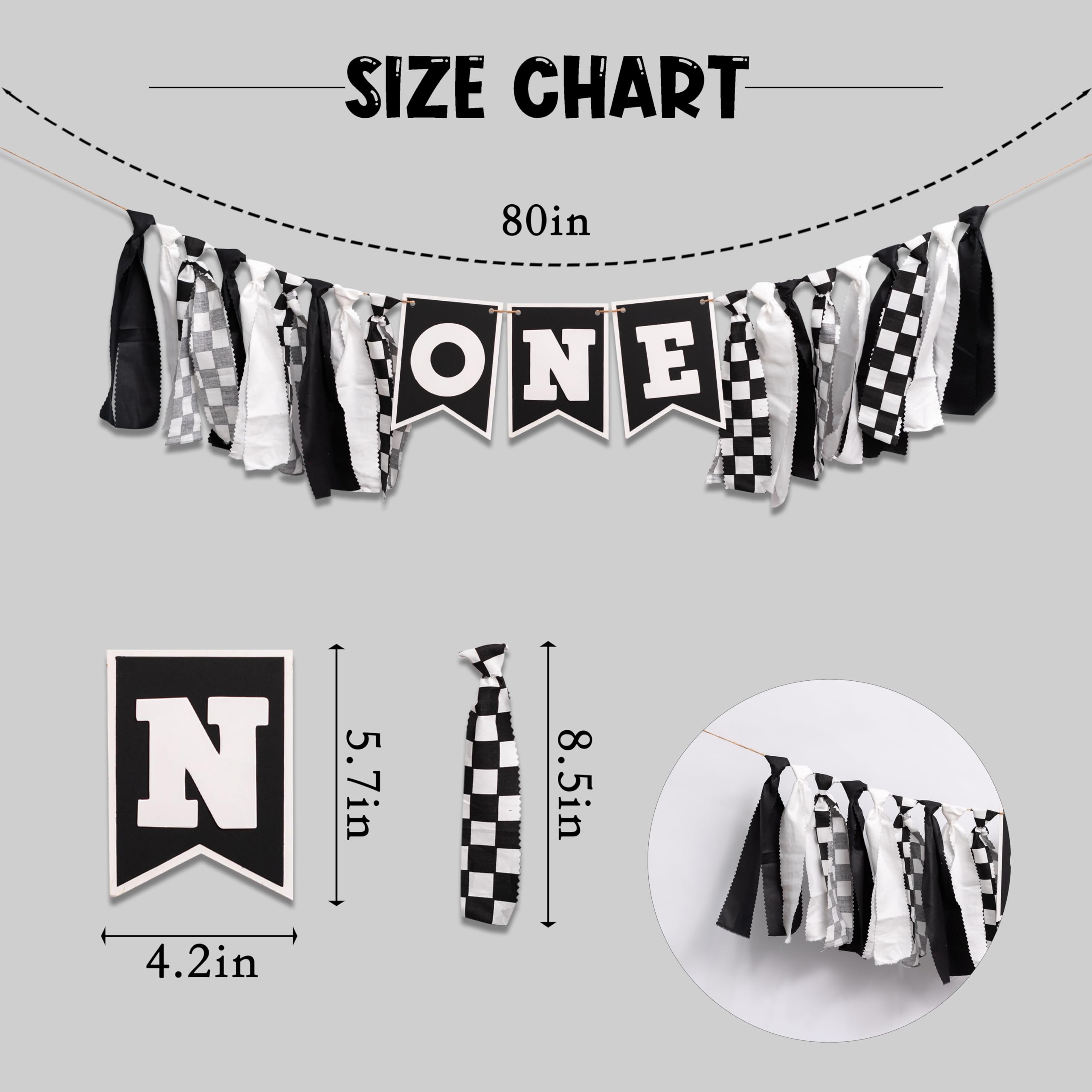 Race Car Birthday Highchair Banner - Black White Race Car Birthday Decorations,1St Birthday Race Car Banner,First Birthday Photo