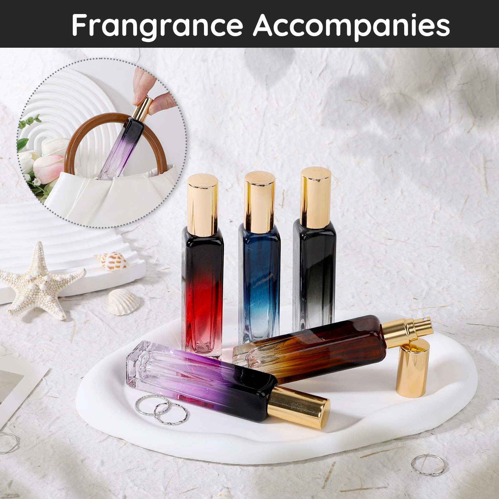 Segbeauty 0.5Oz Mini Perfume Travel Refillable Bottle, 10Pcs Glass Travel Size Perfume Atomizer Sprayer, 15Ml Cologne Spray Bott