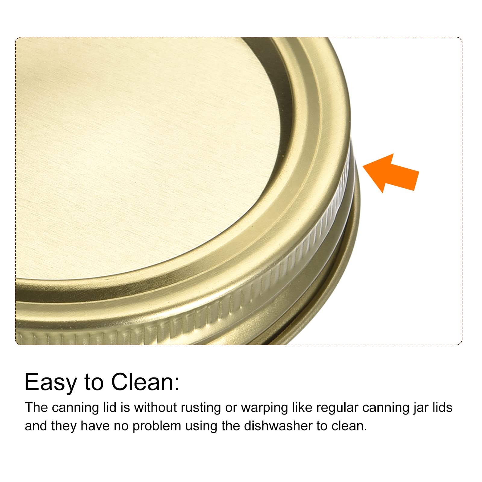 Uxcell Canning Lids, 20 Sets - Tinplate Split-Type Mason Jar Lids And Bands Regular Mouth Leak Proof Fits Storage Cover (Gold)