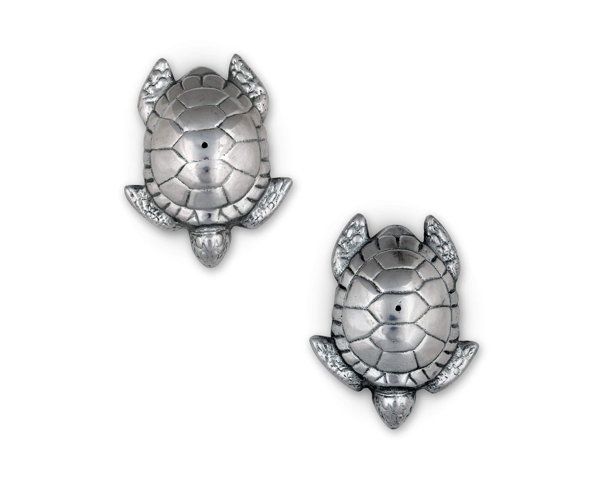 Arthur Court Designs Aluminum Sea Turtle Salt And Pepper Set S/P Shaker Pair Ocean 4 Inch Long