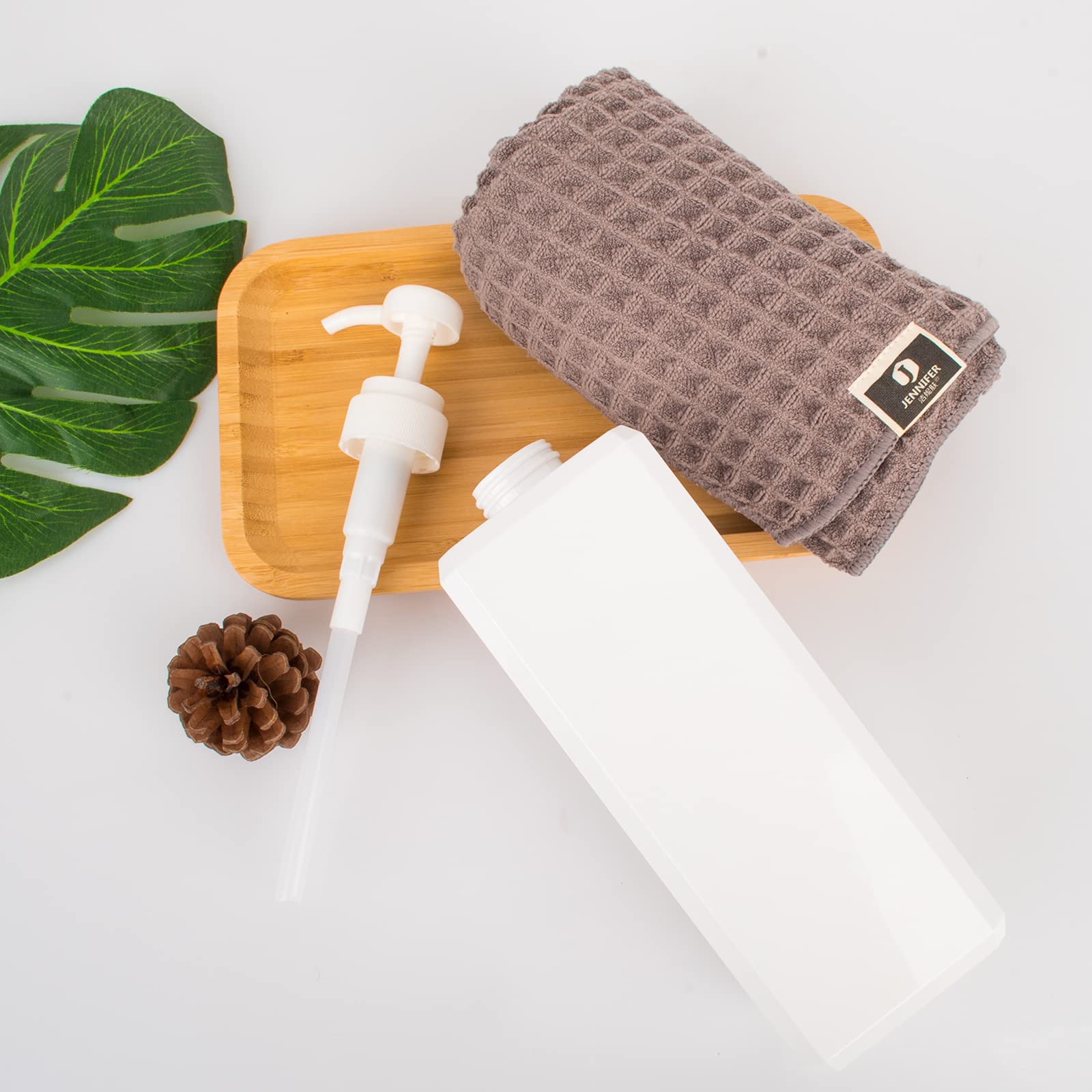 Pump Bottle, Refillable Plastic Empty Lotion Soap Dispenser Liquid Container For Bathroom Shampoo And Body Wash, 32Oz/1L White 2