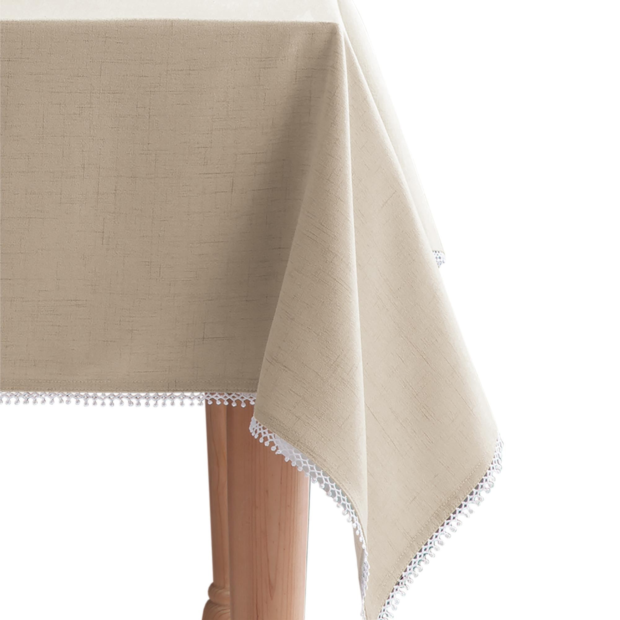 Lenox French Perle Solid Tablecloth, Natural, 60 W x 84 L