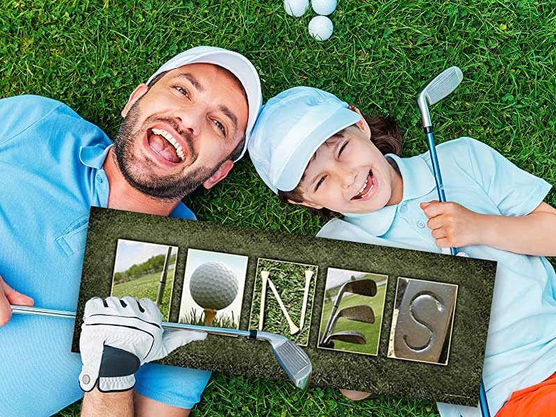 Personal-Prints Framed Canvas - Personalized Golf Name Art - 32L" x 16W" - Glass Material - Unique Gift for Golf Enthusiasts