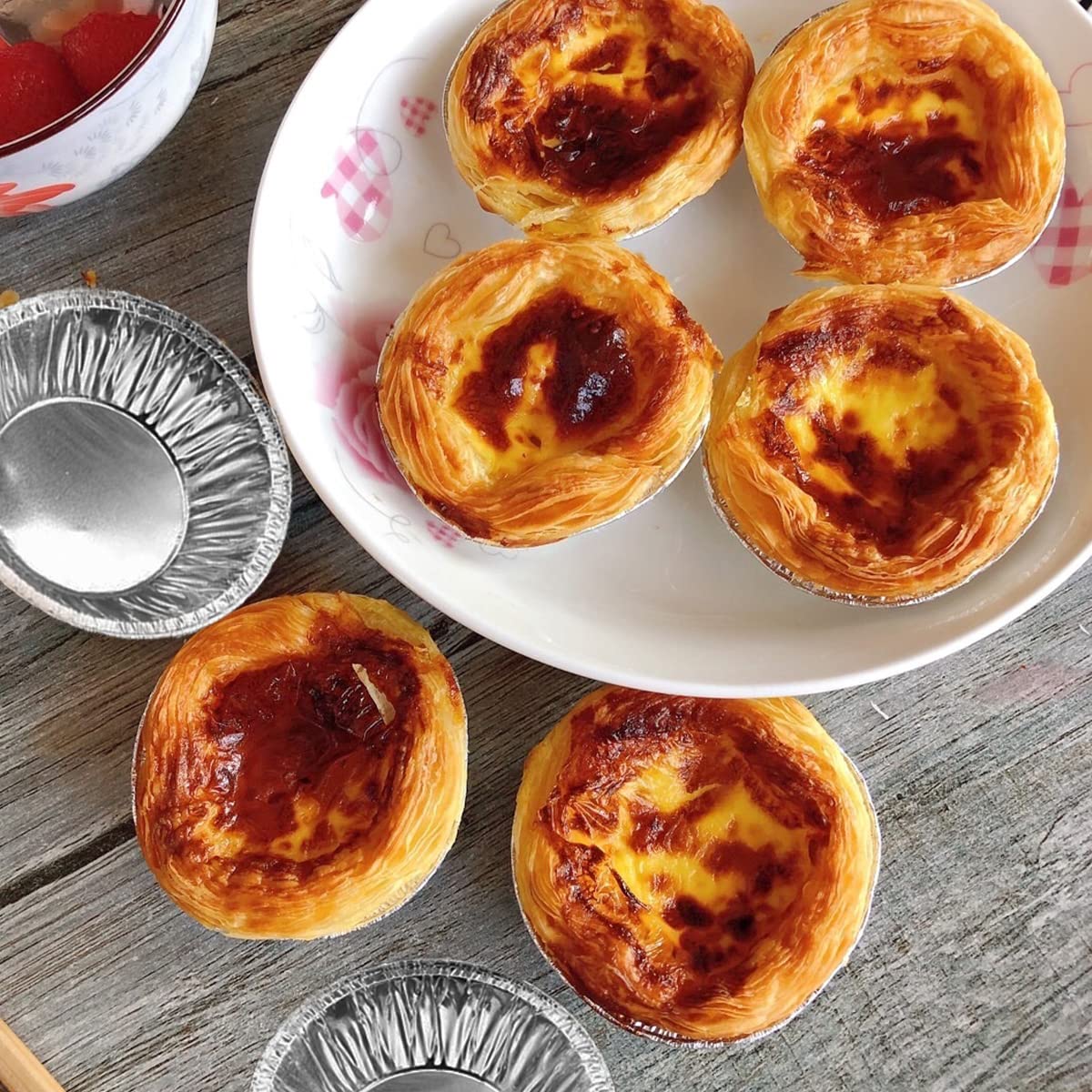 HLCM 100 Pcs Aluminum Foil Pie Trays/Mini Pie Pans/Disposable Baking Tart Molds/Aluminum Foil Pie Pan  Great for Baking Tart Eggs  Quiche Pie  Caramel Pudding Pie  Etc. (100pc Pie Pans)