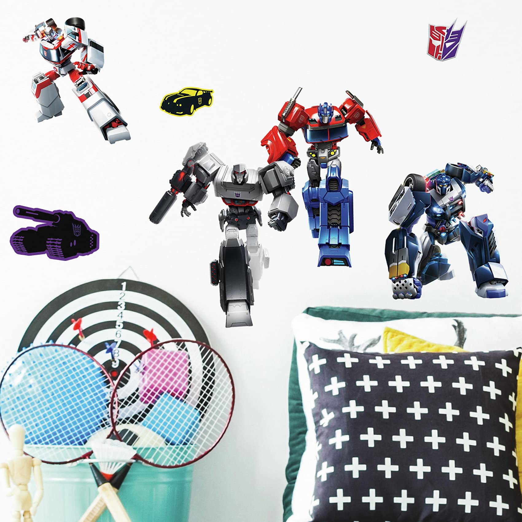 Roommates Rmk4231Scs Transformers All Time Favorites Peel And Stick Wall Decals,Blue, Red, Yellow