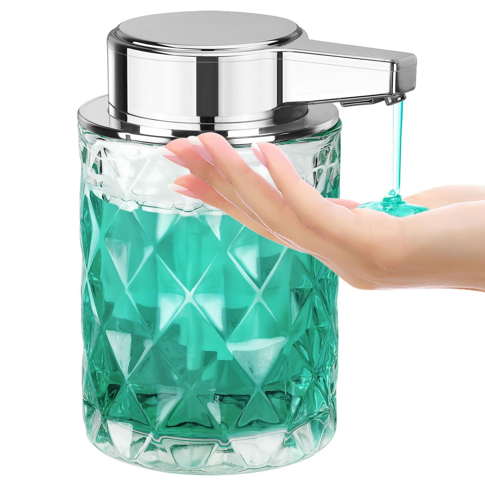 Automatic Soap Dispenser Liquid For Kitchen: 8 Oz Glass Touchless Clear Auto Soap Dispenser For Bathroom - Hand Dish Lotion Home