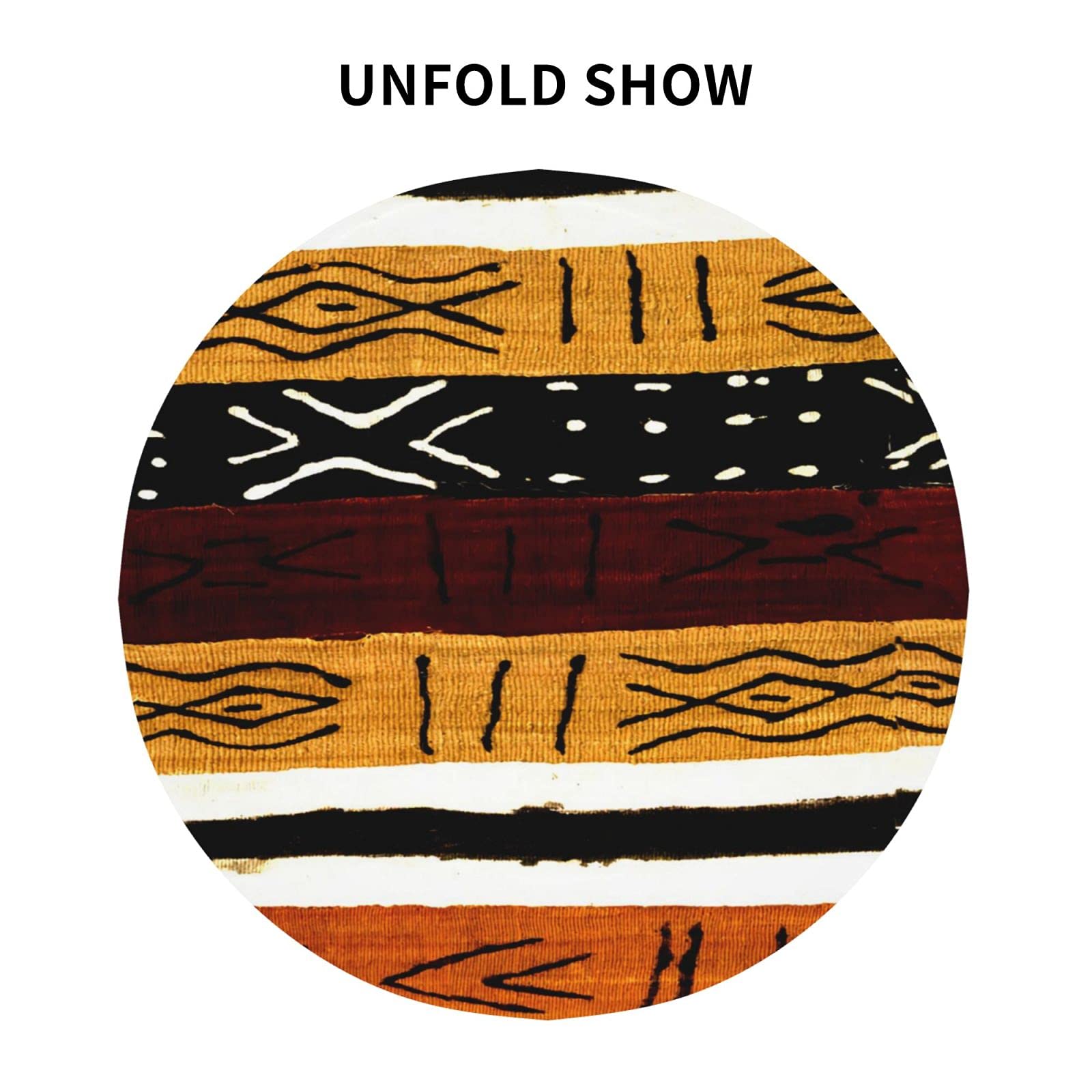 Freehotu African Tribe Kente Round Tablecloth Thicken Desk Cloth Washable Table Cover Table Cloth For Kitchen Daily Dinning Part