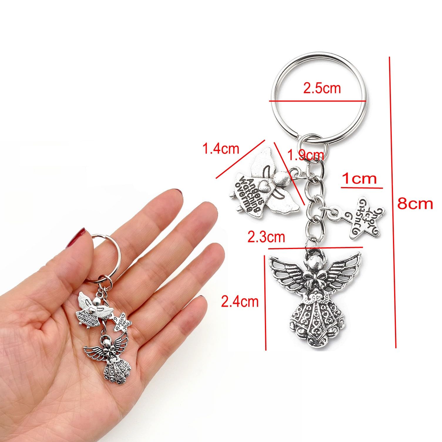 Jzk 30X Guardian Angel Keyring Keychains Key Charms For Christening Baby Shower Party Holy Communion Baptism Wedding Angel Gifts
