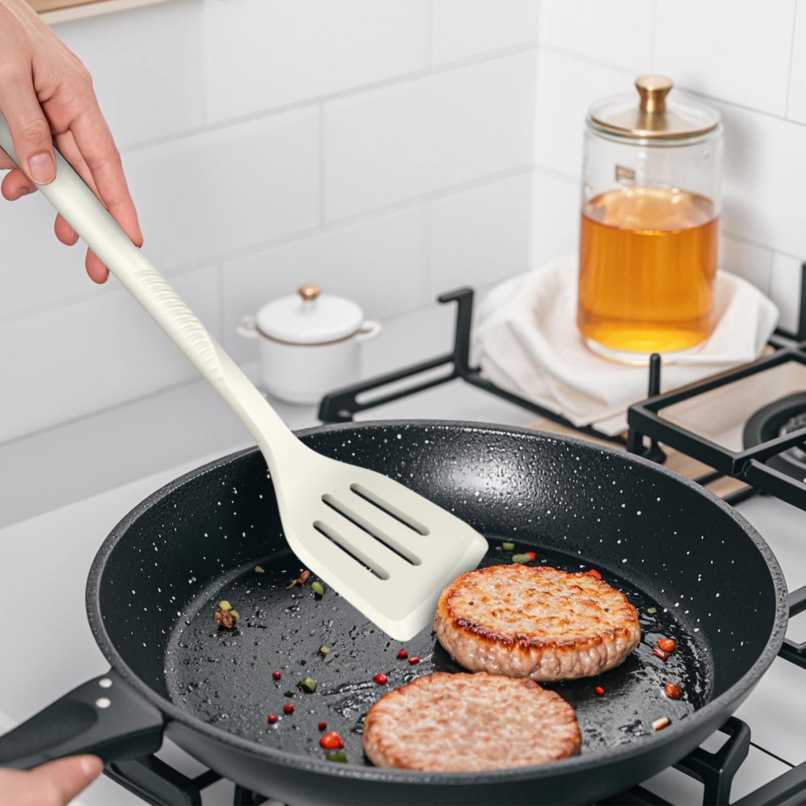 Silicone Cooking Utensils Set - 600F Heat Resistant, Nonstick Kitchen Utensil Set With Spatulas, Spoons, Whisk, Tongs, Bpa Free,