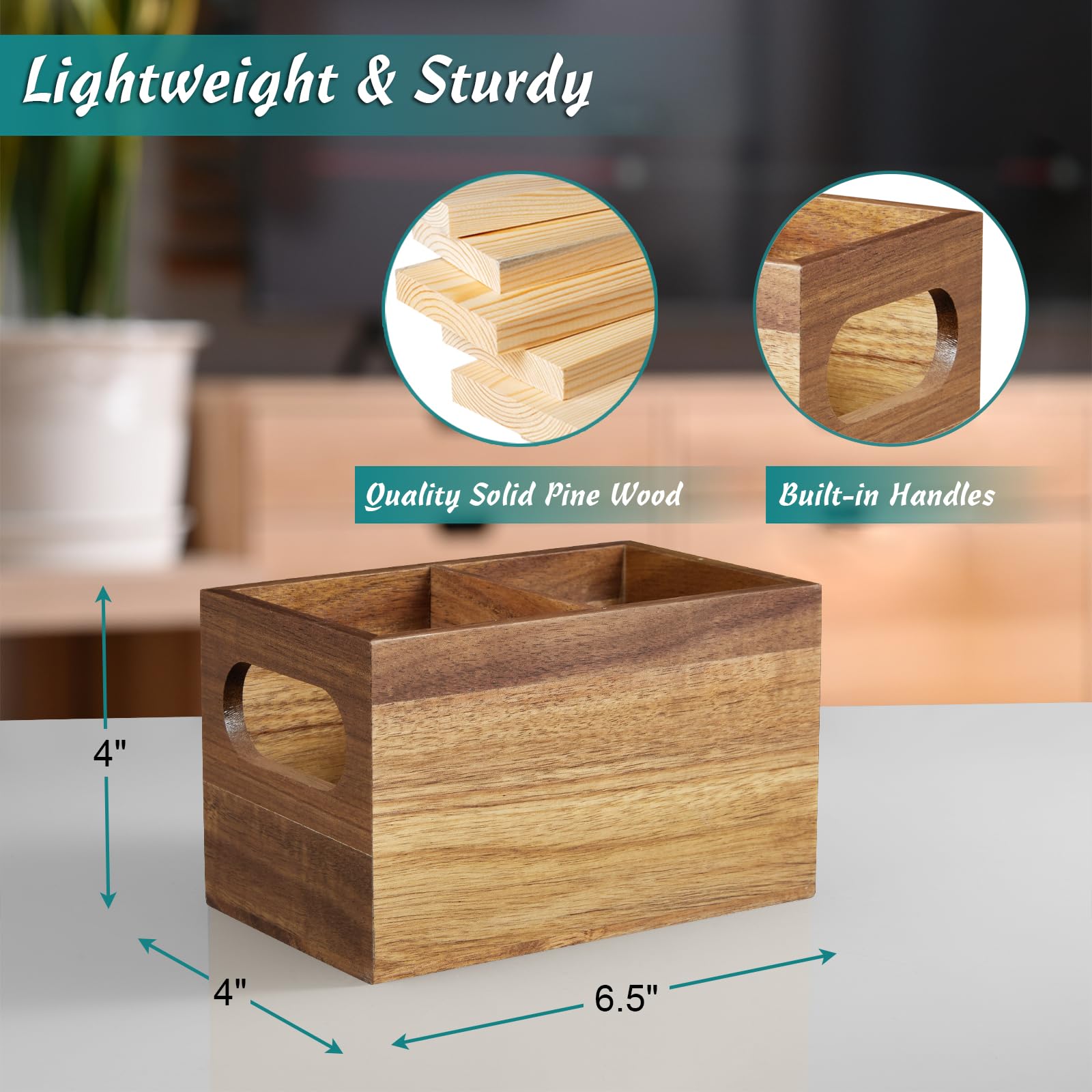 Drastar Remote Holder, Acacia Remote Organizer Caddy, Tv Remote Caddy For Table, Remote Control Holder, Wooden Storage Organizer
