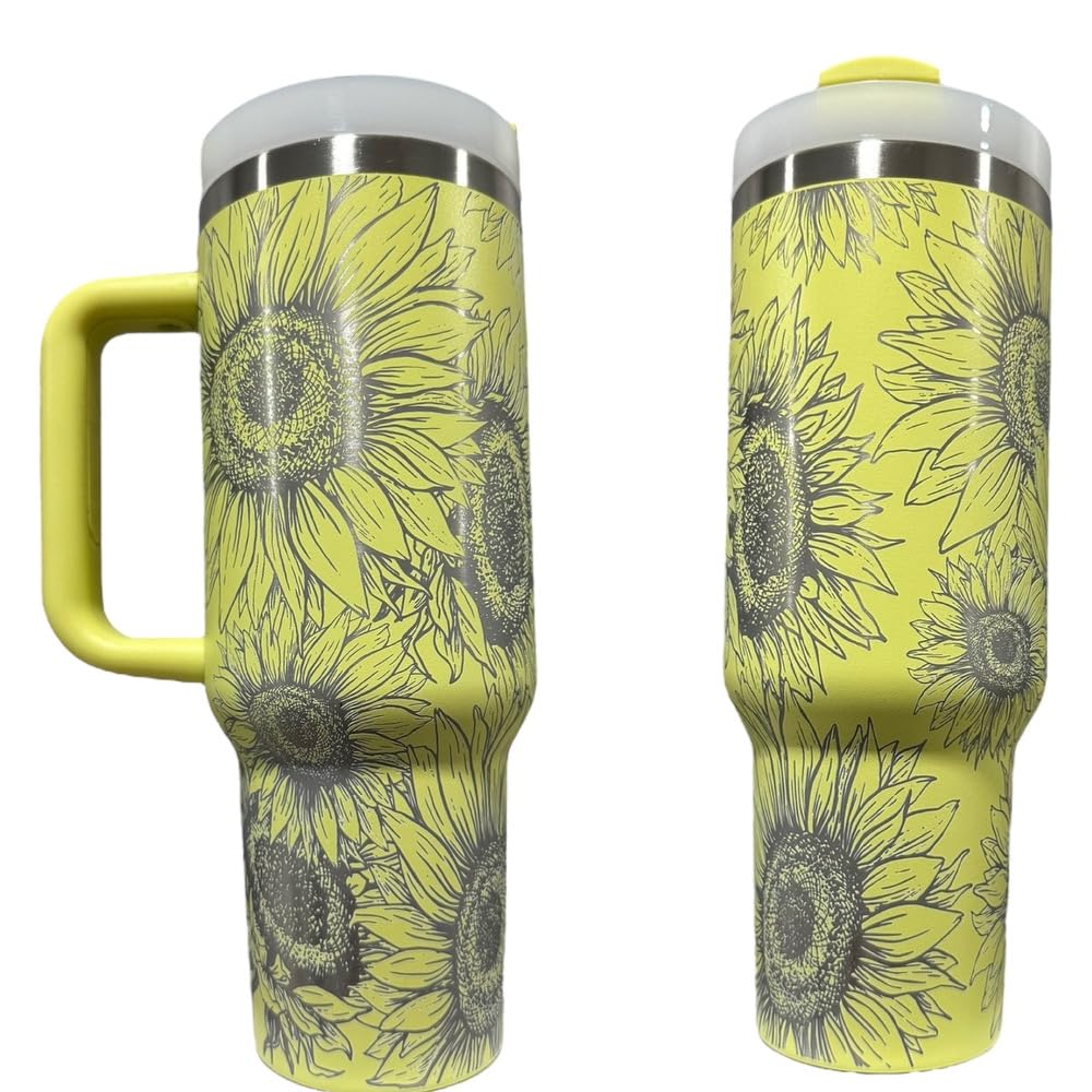 Silva lining designing Tumbler, 40oz Tumbler, Western Tumbler, Engraved Cup with Handle, Cute Coffee Mug, 40oz Coffee Mug (Yello