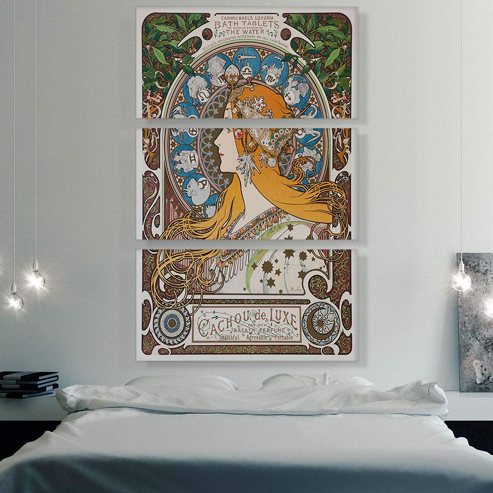 Artcanvas La Plume Zodiac 1896 Canvas Art Print Stretched Framed Painting Picture Poster Giclee Wall Decor By Alphonse Mucha - 9