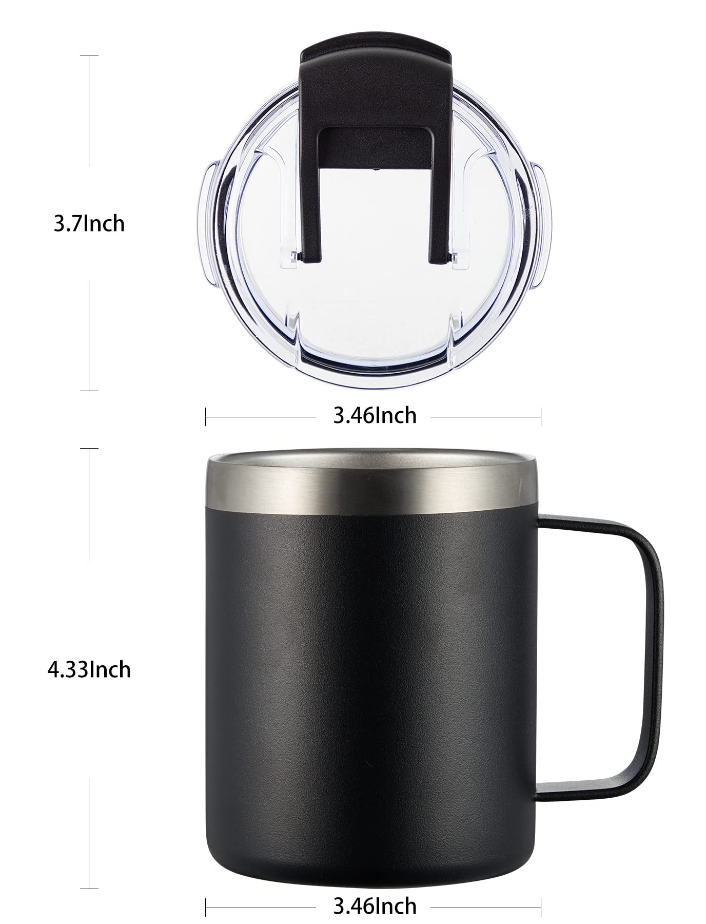 Aloufea 12Oz Stainless Steel Insulated Coffee Mug With Handle, Double Wall Vacuum Tumbler Cup With Fliping Lid, Army Green, 4 Pa