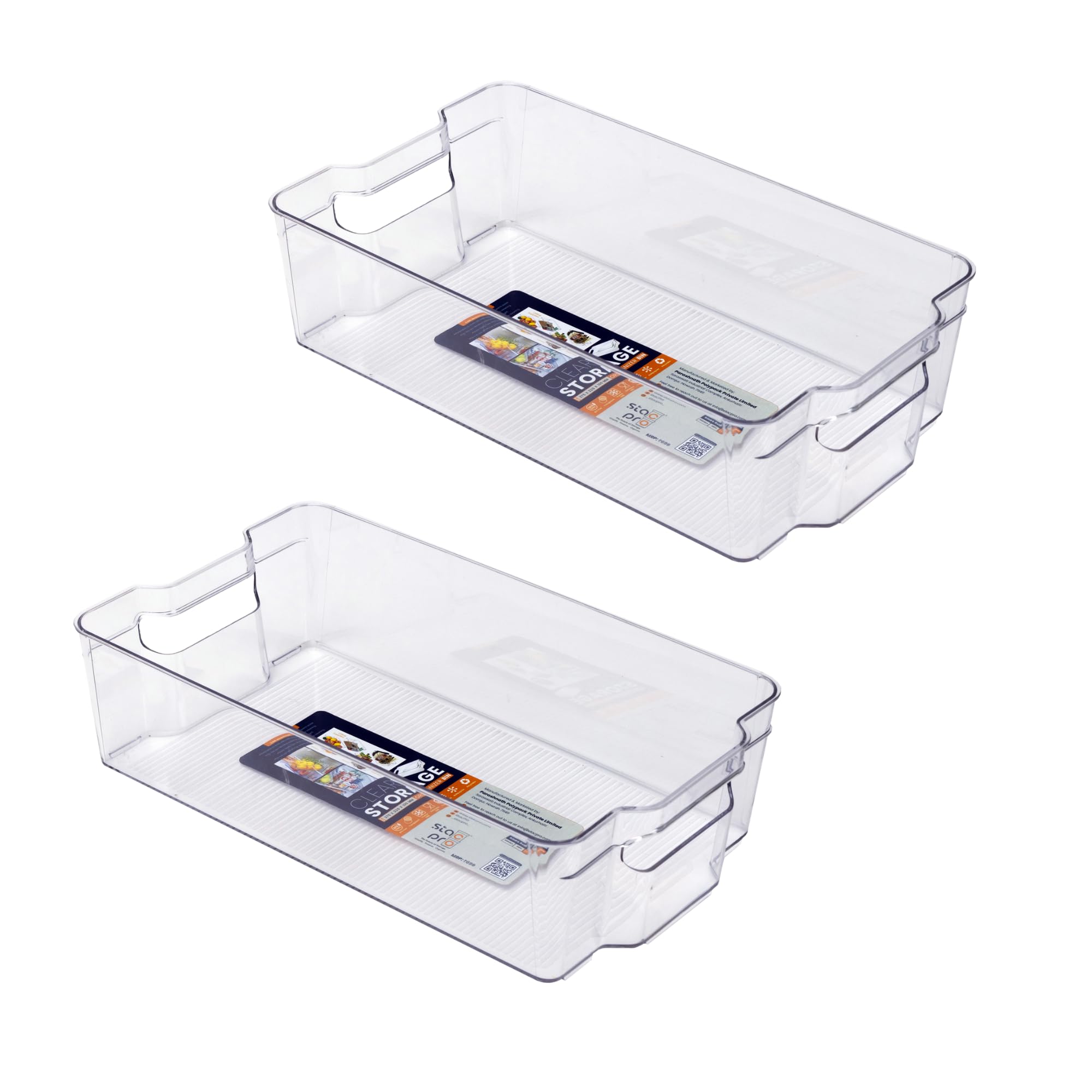 Stacpro Plastic Pantry Organizer Bins | Fridge Storage Boxes | Refrigerator Containers | Organiser For Pantry, Cabinet, Freezer 