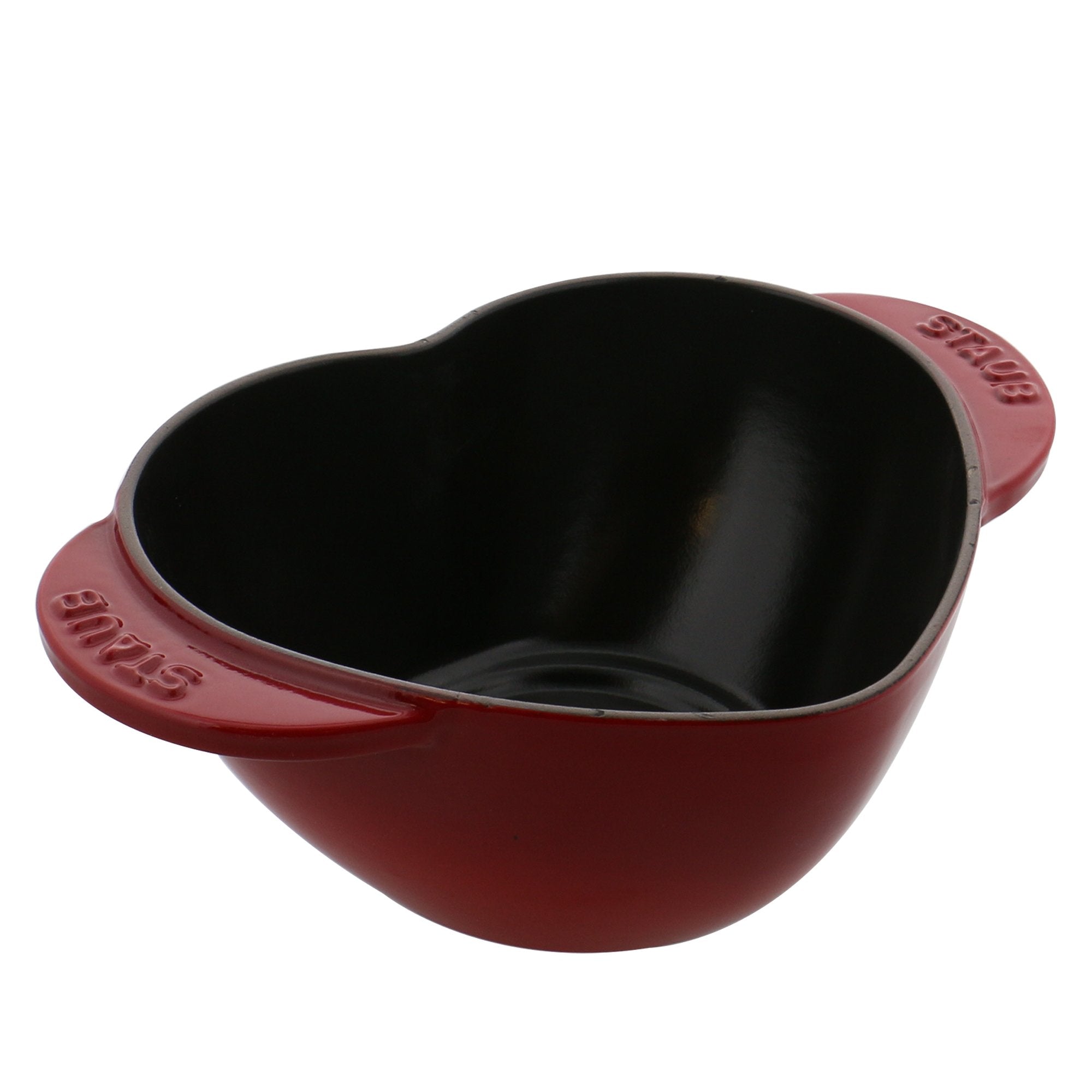 Staub Cast Iron Dutch Oven 1.75-Qt Heart Cocotte, Made In France, Serves 1, Black, Cherry