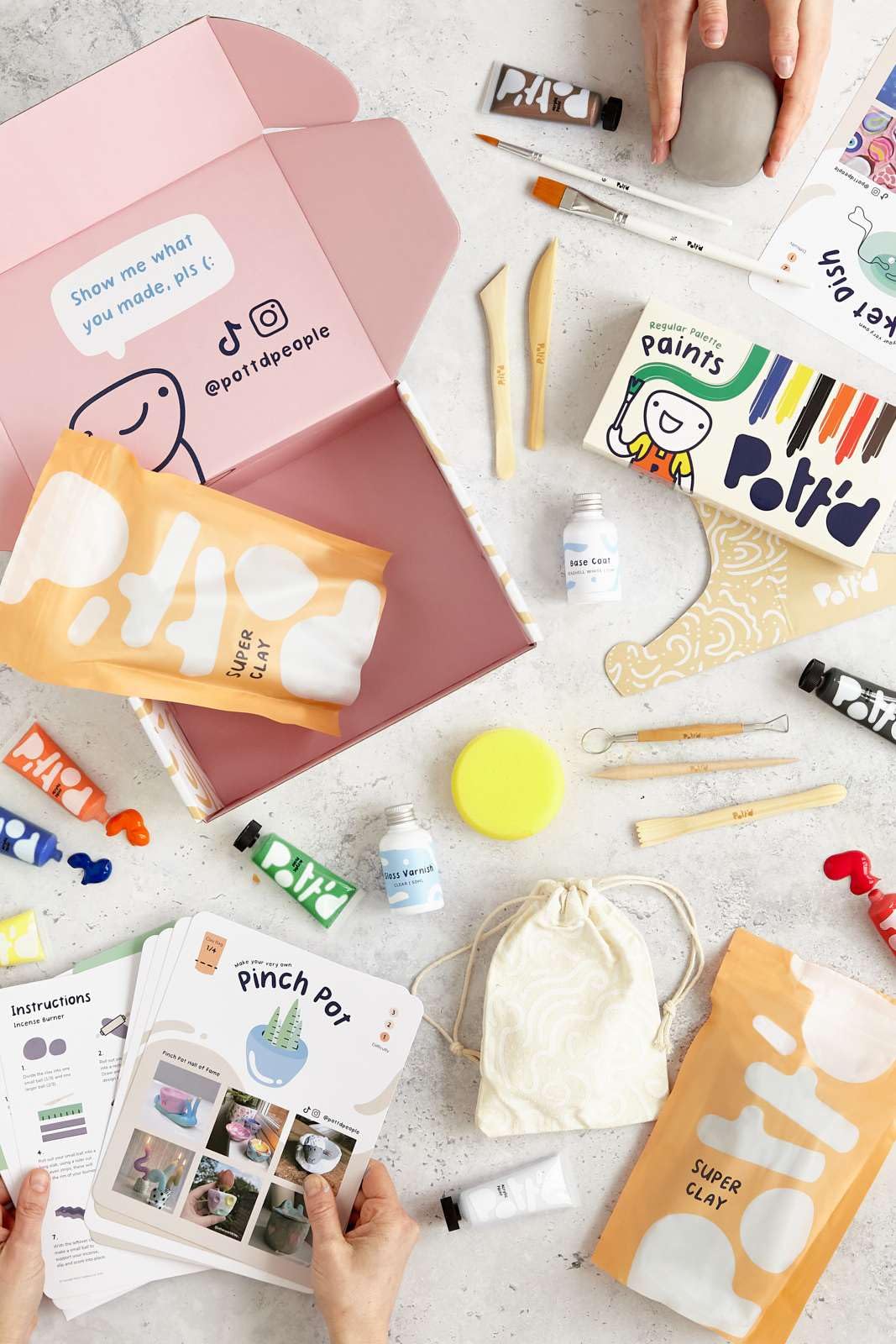 Pottda Home Air-Dry Clay Pottery Kit For Beginners, Pottery Kit For Adults Kit Includes: Air-Dry Clay For Adults, Tools, Paints,