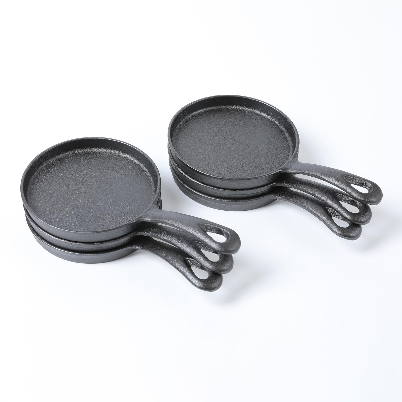Hawok Cast Iron Mini Round Griddle-5'' Crepe Pan-Pre-Seasoned Skillet Set Of 6