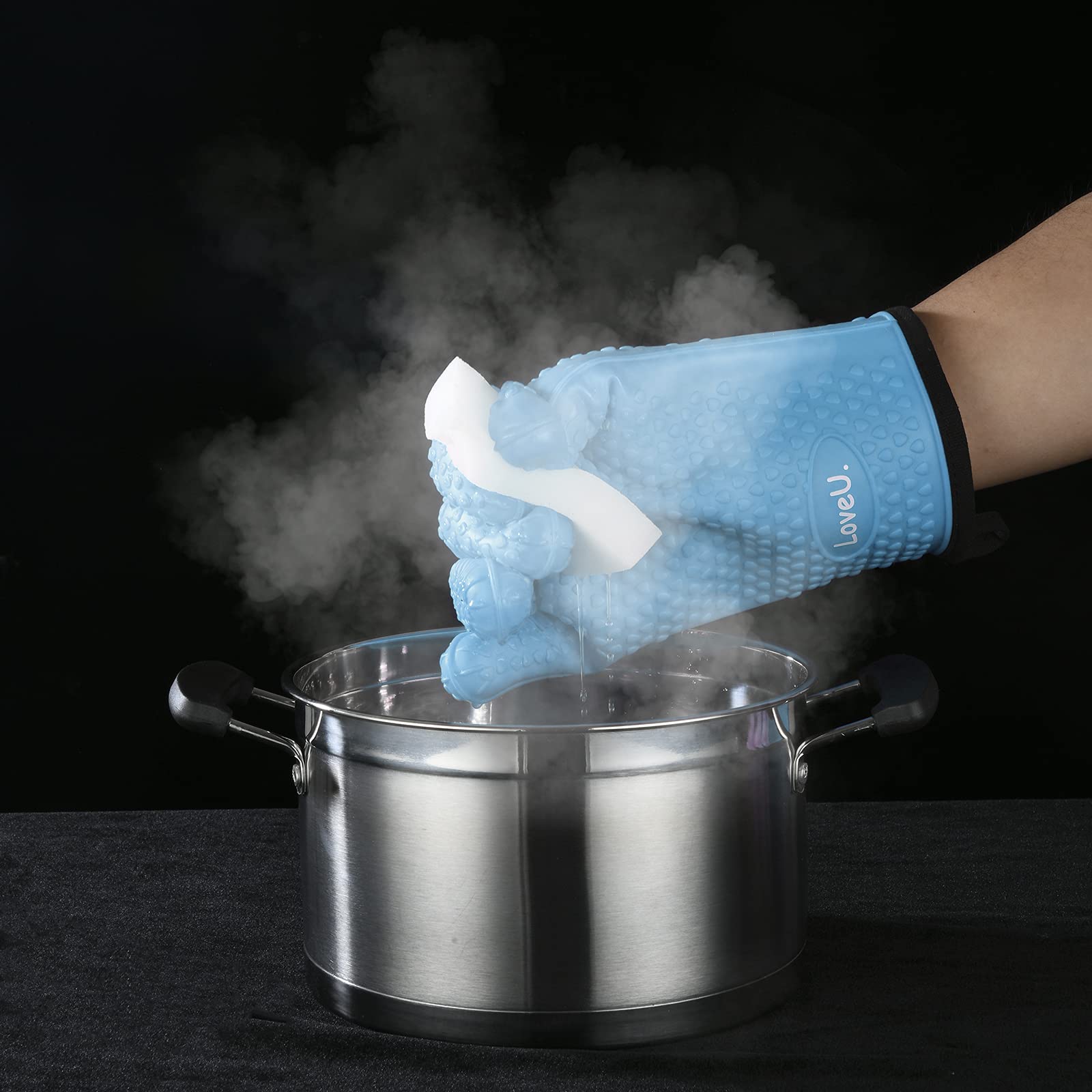 Loveuing Kitchen Oven Gloves - Silicone And Cotton Double-Layer Heat Resistant Oven Mittsbbq Glovesgrill Gloves - Perfect For Ba
