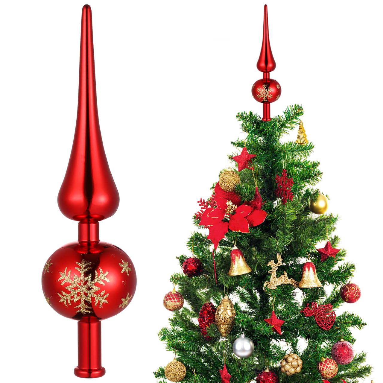 Gadpiparty Christmas Tree Toppers Vintage Plastic Tree Finals Metallic Tree Ornament Decorative Tree Topper for Xmas Holiday Dec