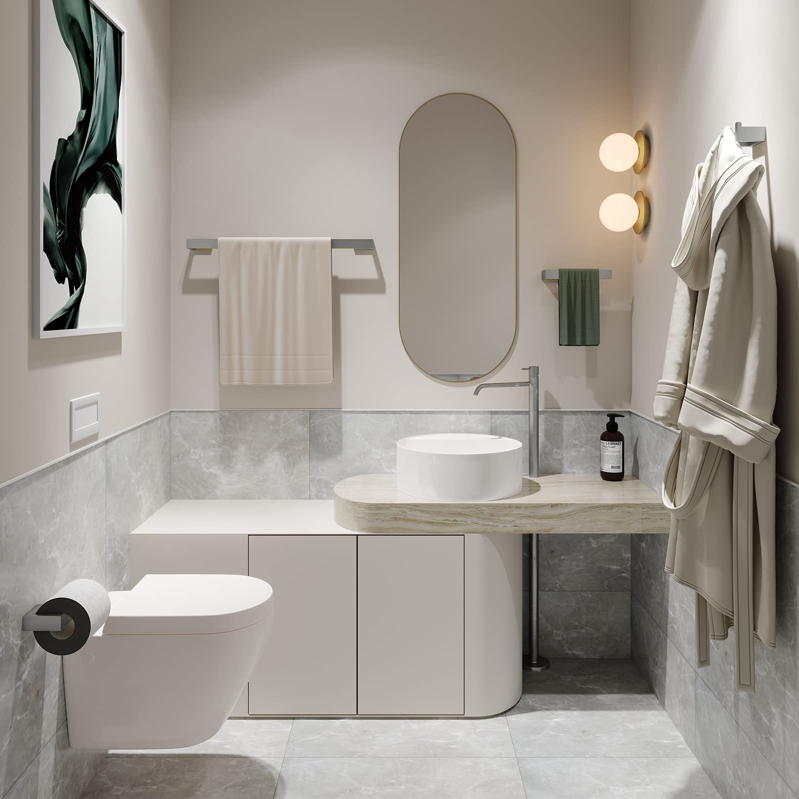 Fapully 8 Piece Bathroom Accessories Set Stainless Steel,Bathroom Hardware Set Brushed Nickel Wall Mounted