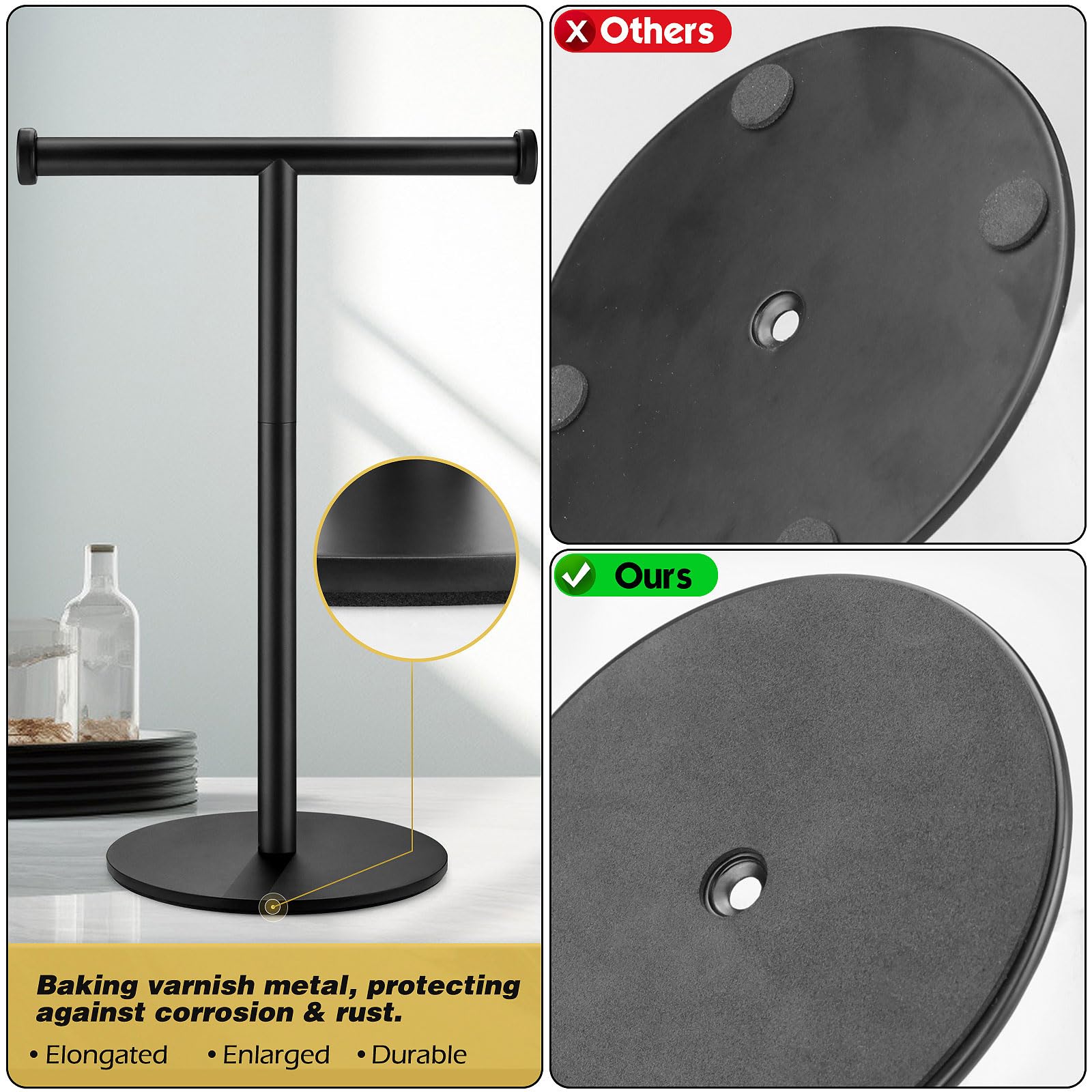 Hand Towel Holder, Matte Black Bathroom Towel Racks, Countertop Towel Stand, T-Shape Towel Holder For Bathroom Kitchen