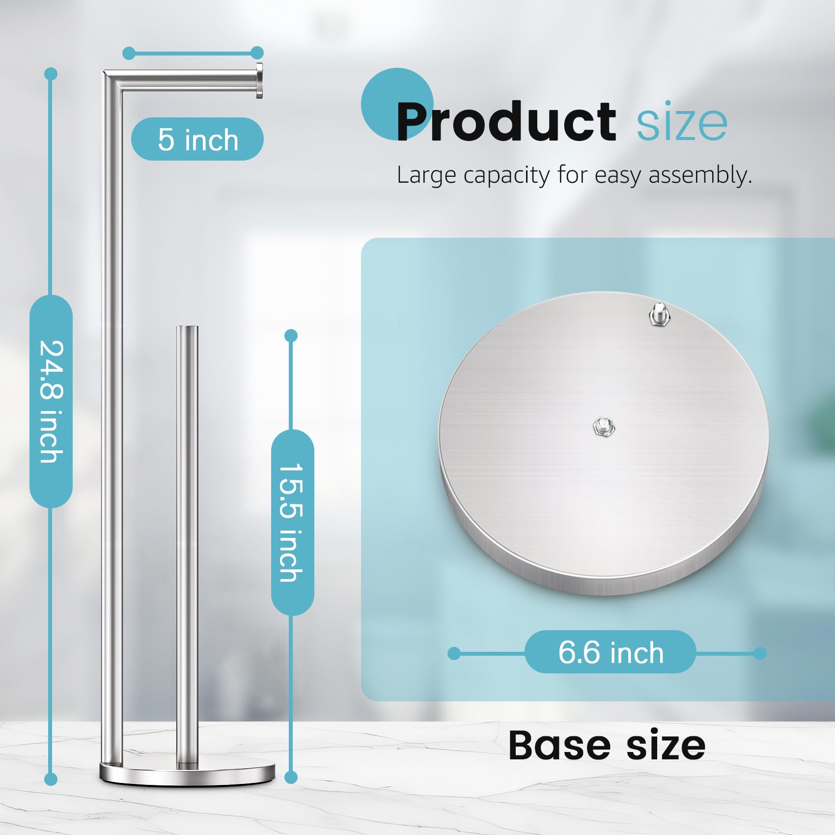 Toilet Paper Holder Stand, Toilet Paper Holder Free Standing, Toilet Paper Stand, Brushed Nickel Toilet Paper Holder With Storag