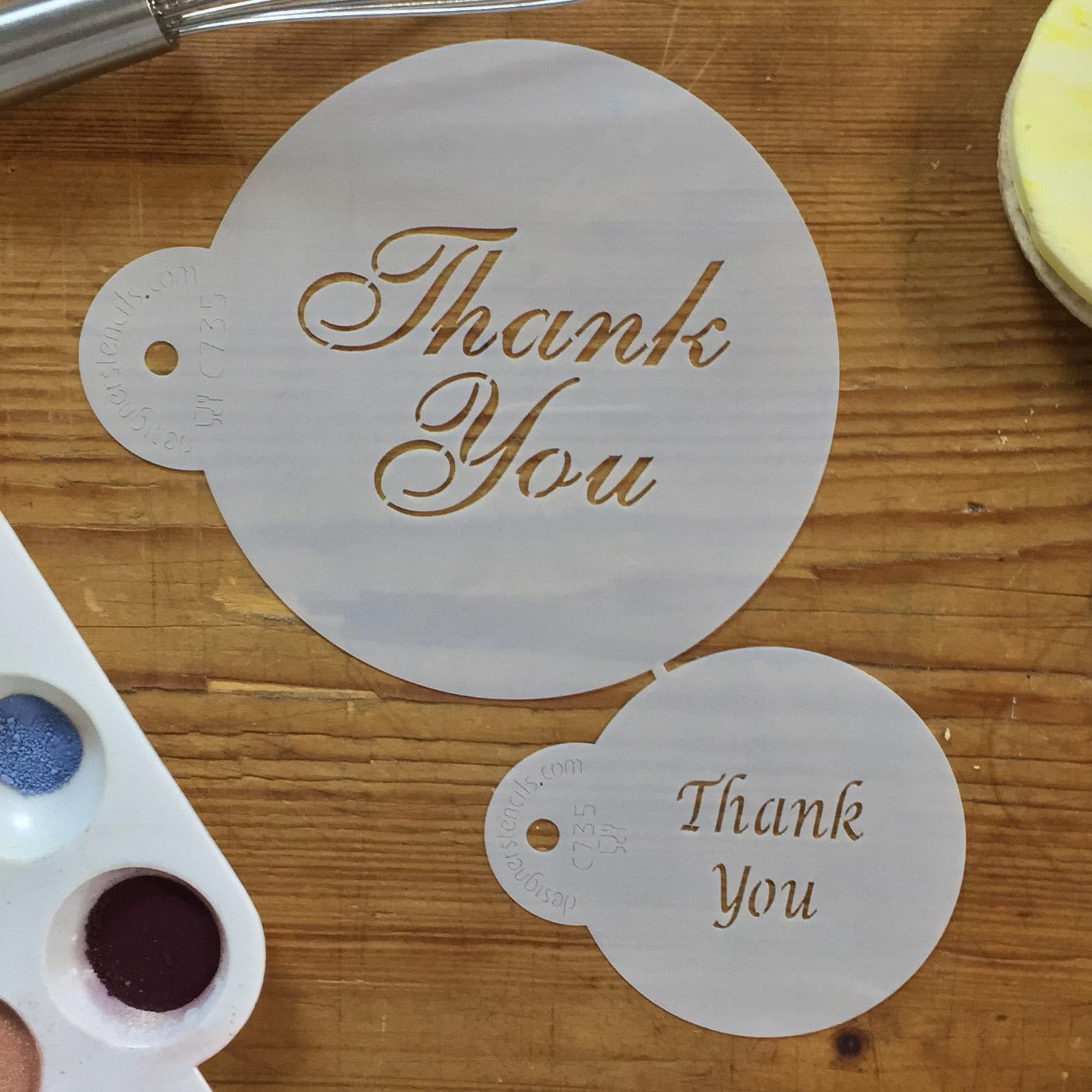 Designer Stencils Thank You Cookie And Cupcake Stencil Set, Beige/Semi-Transparent