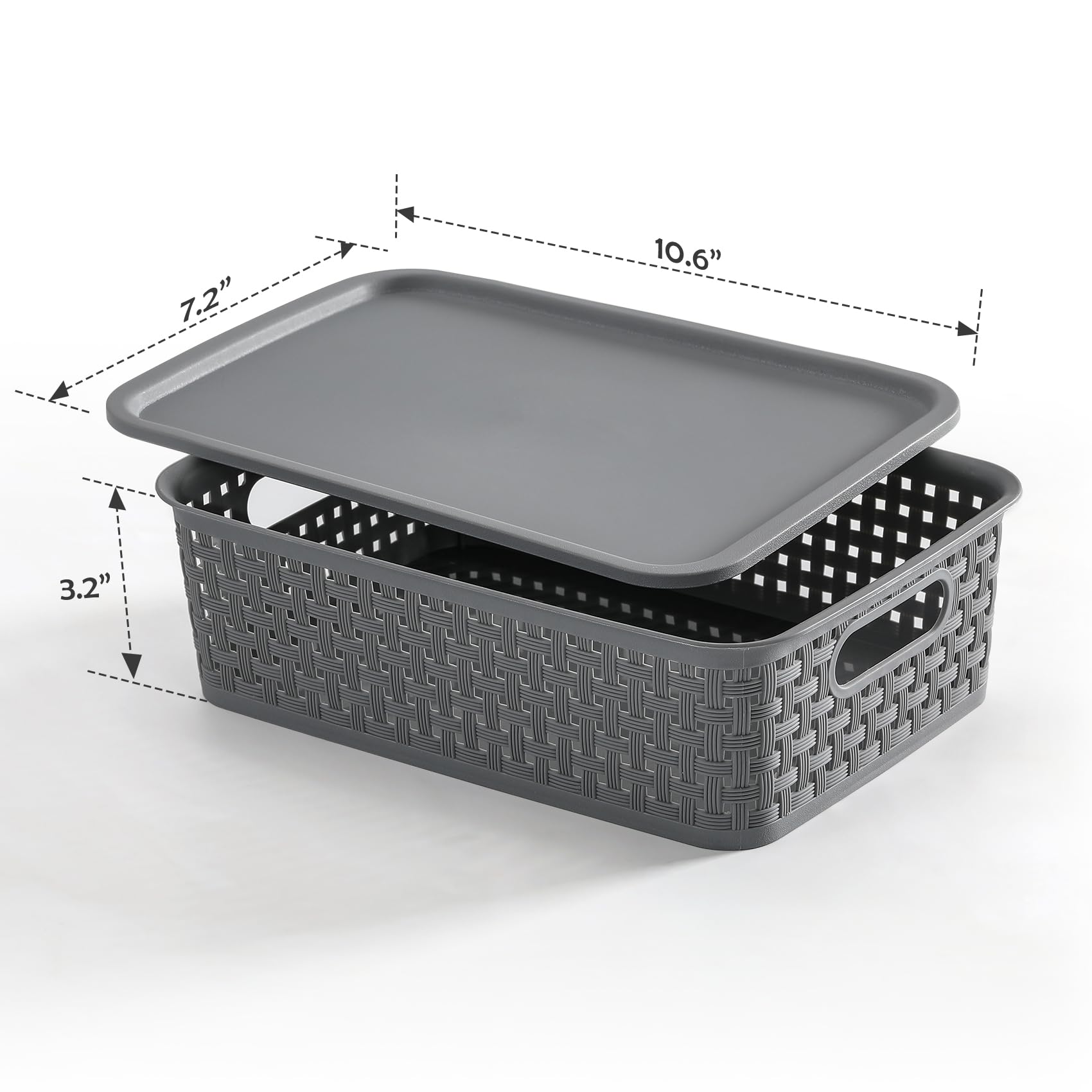 Netany [ 12 Pack ] Plastic Storage Baskets With Lids, Small Pantry Organization, Stackable Storage Bins, Household Organizers Fo