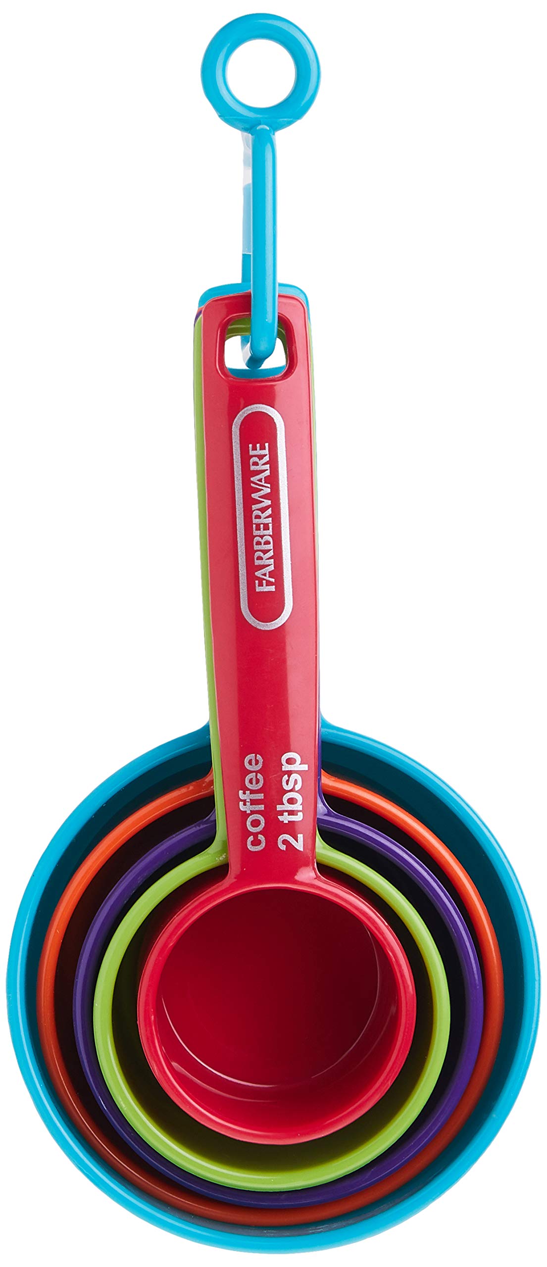 Farberware Professional Plastic Measuring Cups With Coffee Spoon, Set Of 5, Colors May Vary
