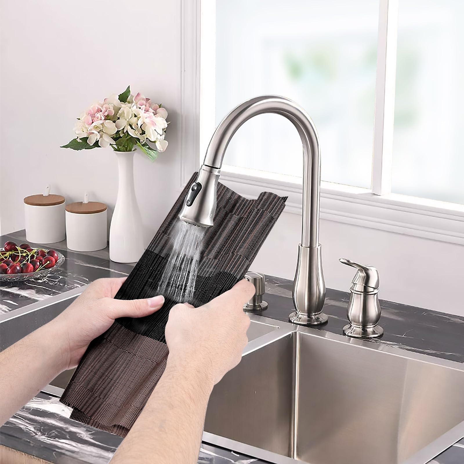 Aofmee Table Runner And Placemats Set Of 6 Washable, Heat Resistant Place Mats With Table Runner, Woven Vinyl Table Placemats Fo