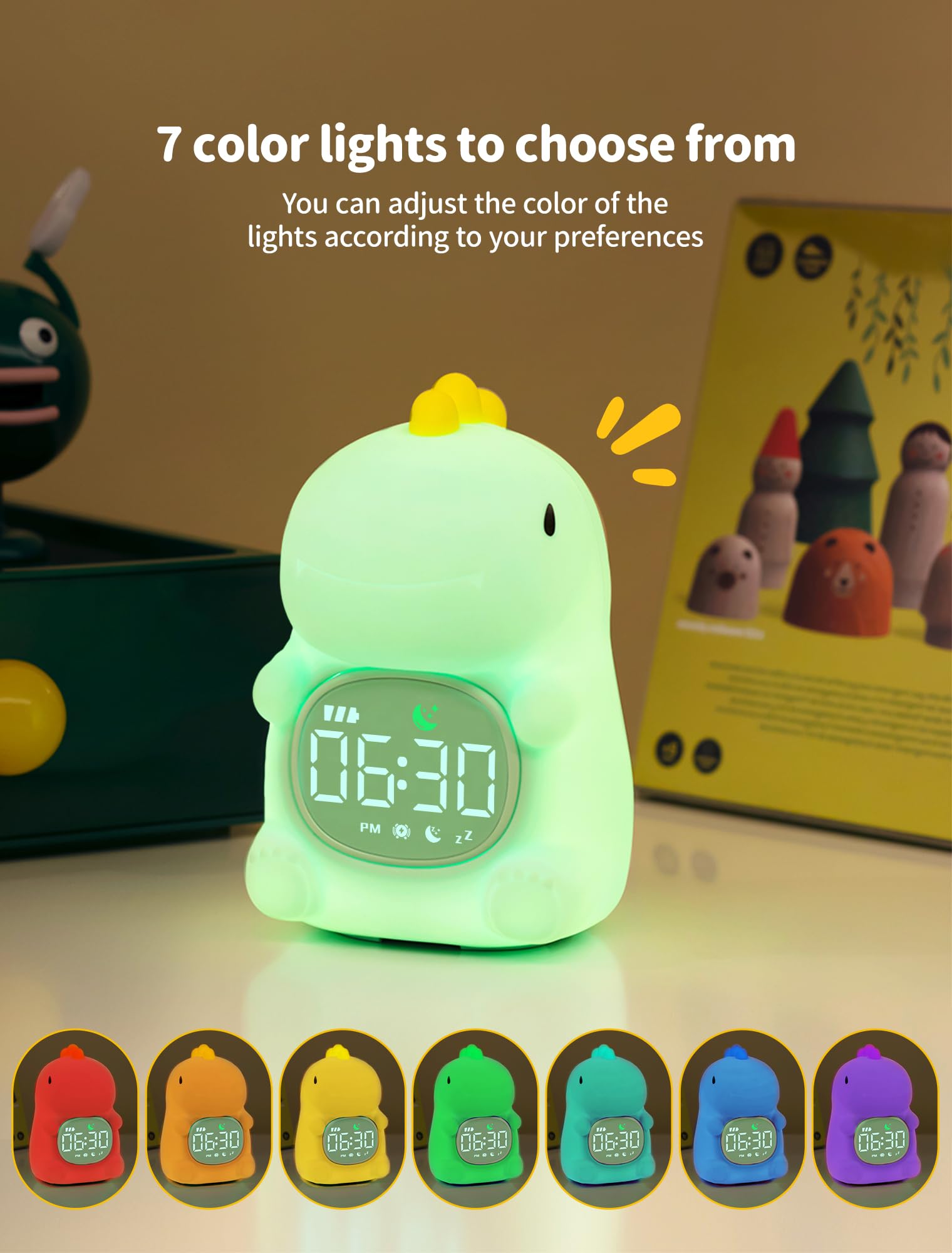 MASHI Christmas Kids Alarm Clock, Toddler Sleep Training Clock with Sun & Moon, Sleep Sound Machine, Night Lights, Ok to Wake Di